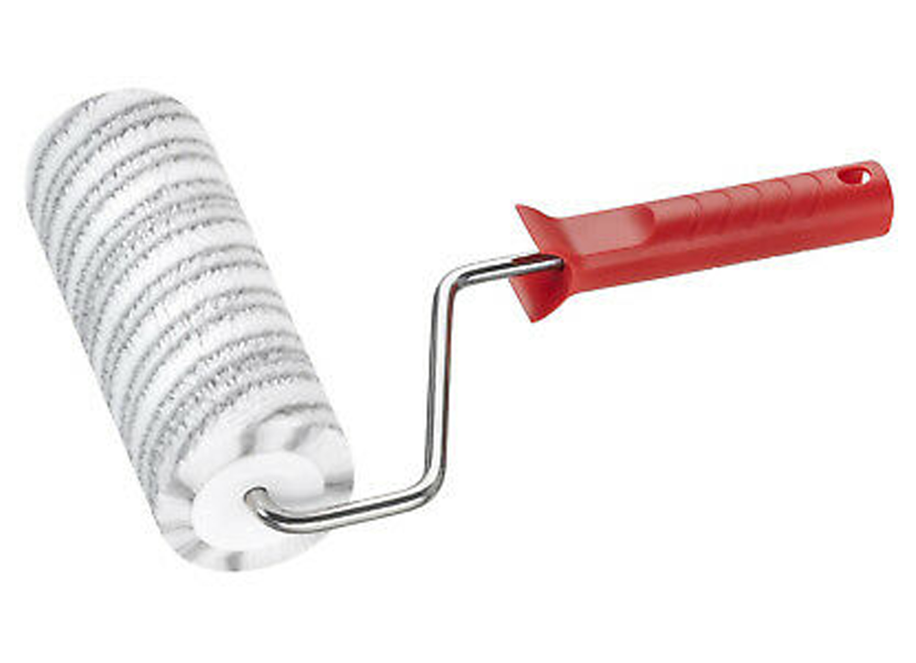 VERFROLLER 12CM Ø30 POLYESTER GRIJS 18MM RUW + BEUGEL Ø6MM