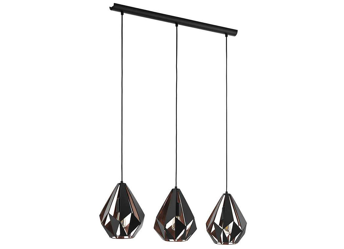 EGLO SUSPENSION VINTAGE CARLTON 1 CUIVRE/NOIR 3X60W