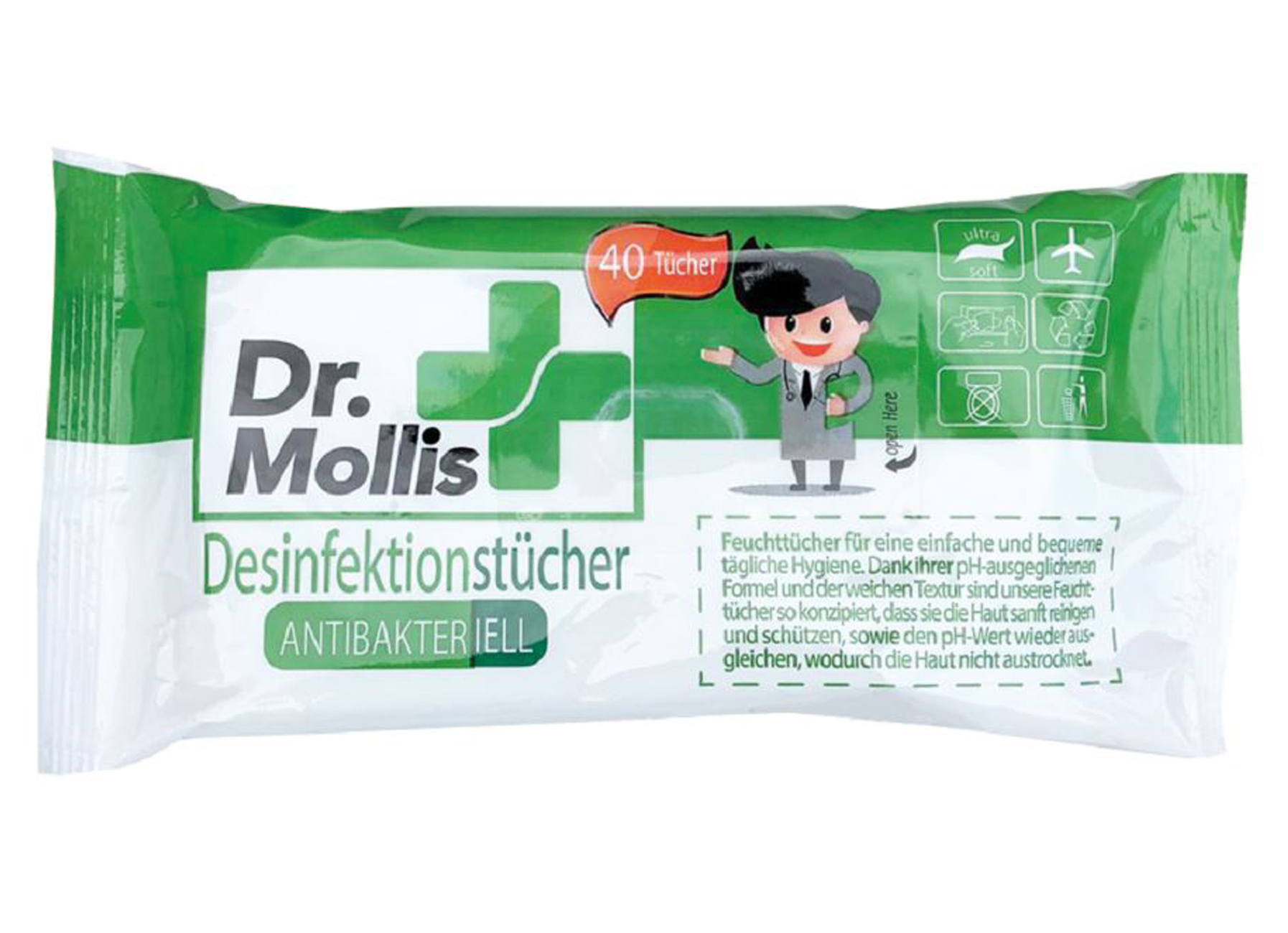 DR MOLLIS LINGETTES DESINFECTANTES ANTI-BACTERIENNES 40 PIECES