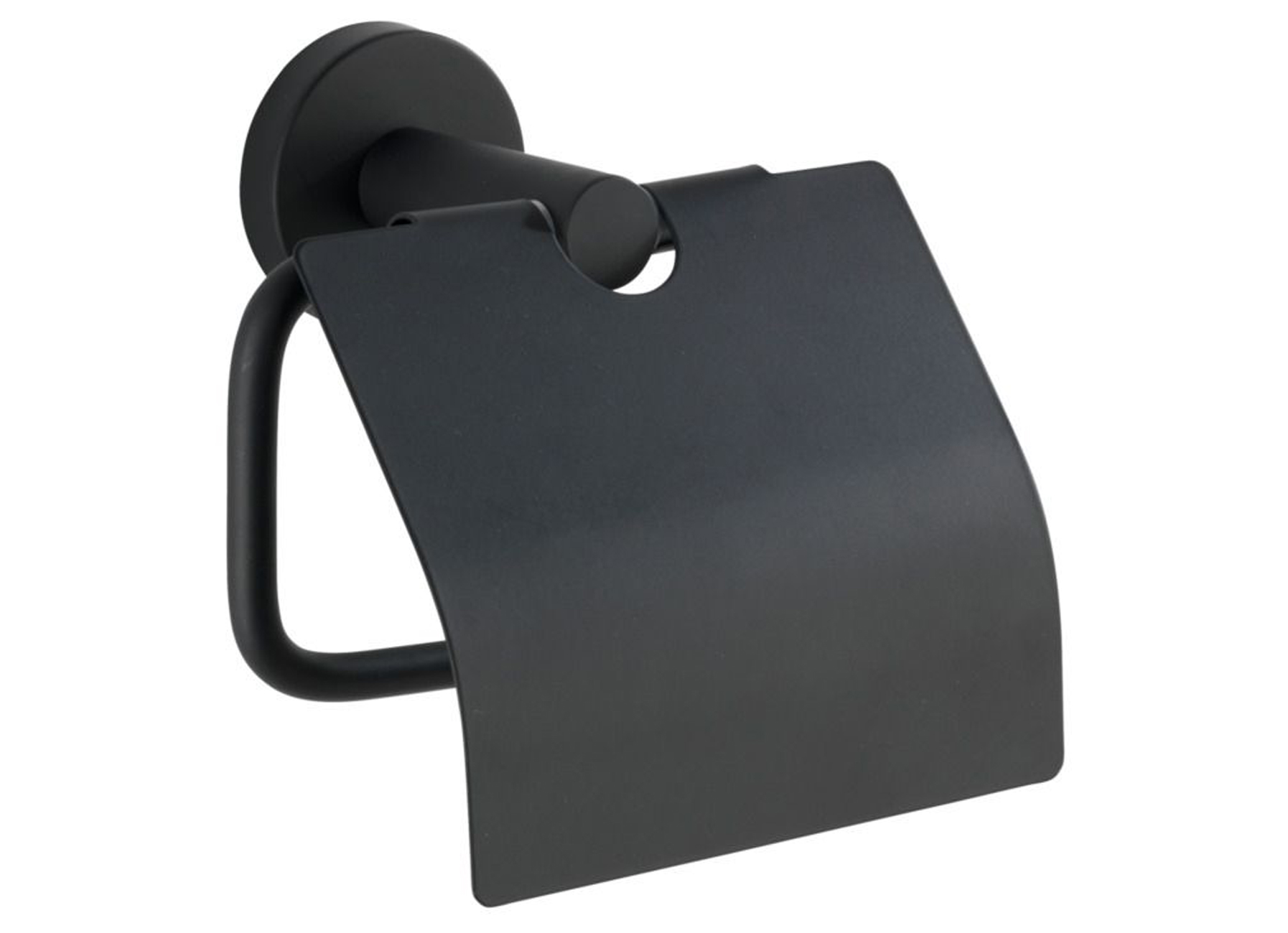 TOILETROLHOUDER MET DEKSEL BOSIO ZWART MAT