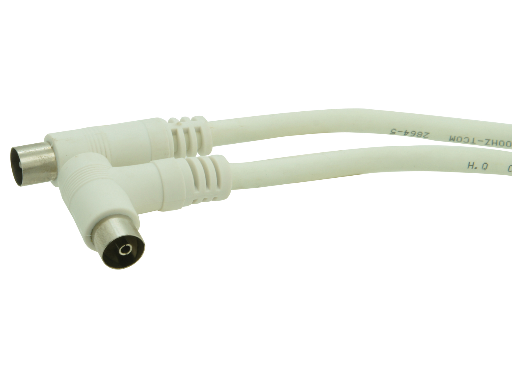 CORDON COAX DROIT MALE>COUDE COAX F 10M BLANC