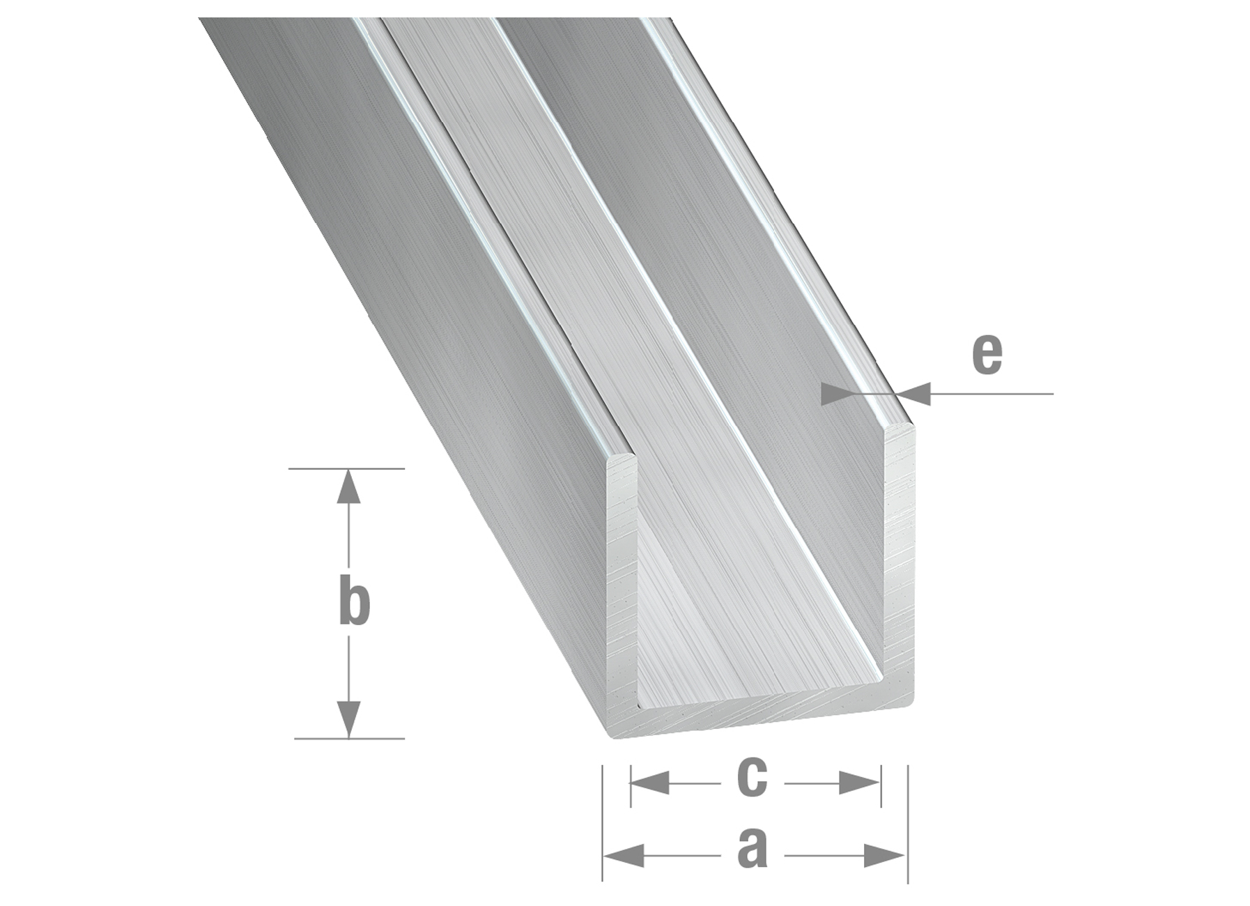 U-profiel Aluminium Brut - beslag - meubelbeslag - plankdragers profielen - profielen - profiel aluminium brut