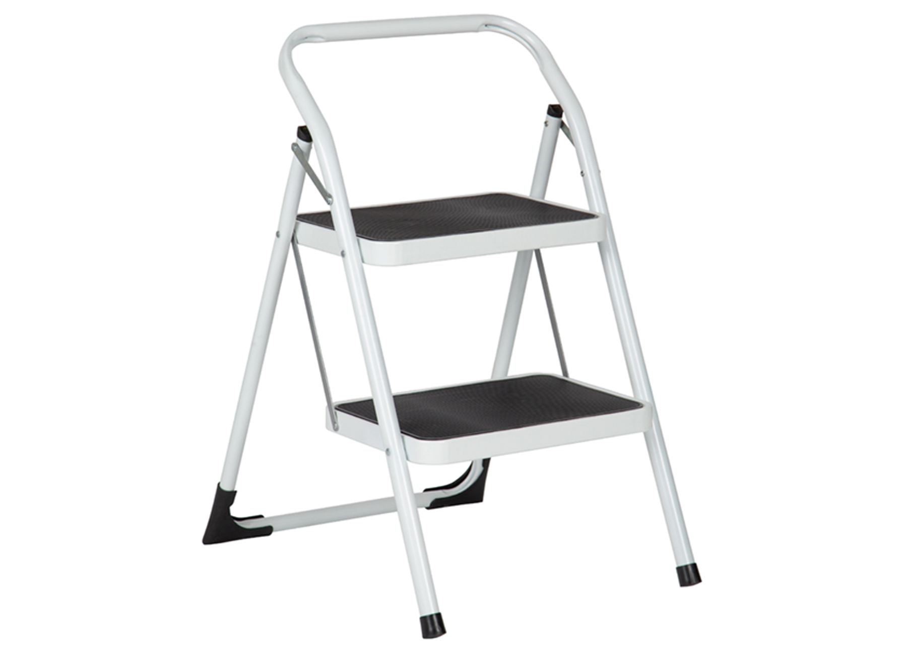 ESCABEAU DE MENAGE 2 MARCHES LARGES BLANC