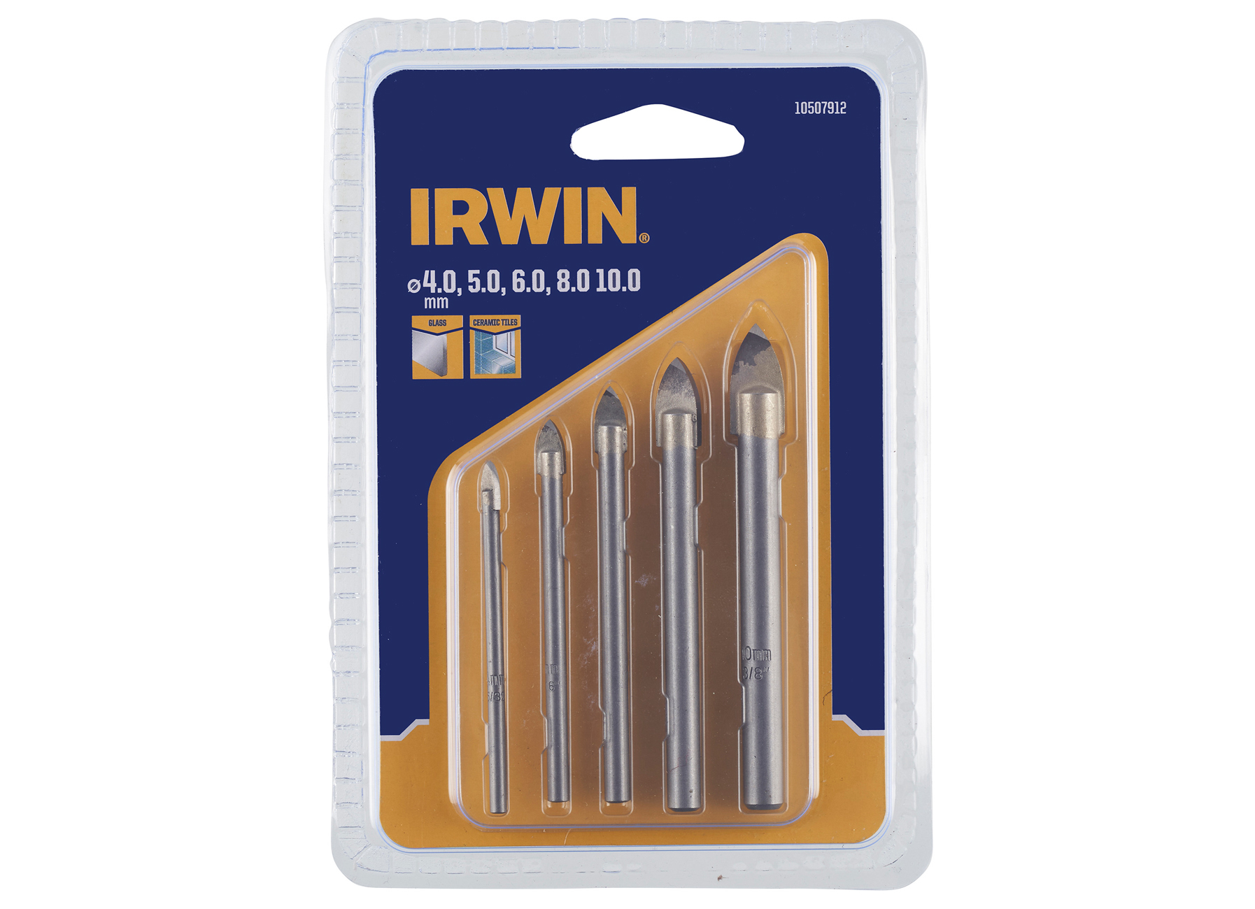 IRWIN FORETS VERRE ET CERAMIQUE COFFRET DE 5 FORETS: 4 /5 /6 /8 /11 MM