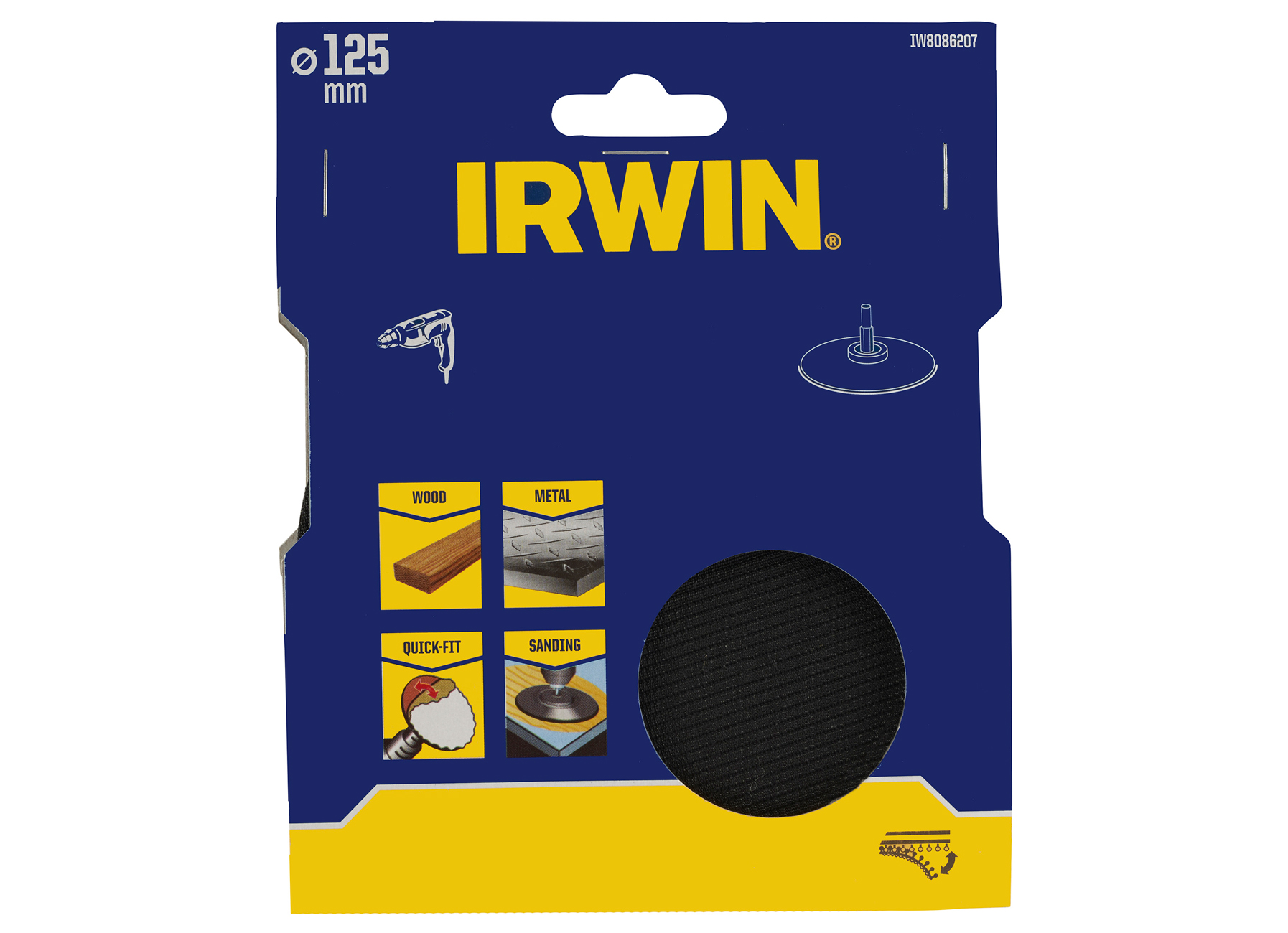IRWIN TAMPON D’APPUI (FORET) AVEC VELCRO, Ø 125MM