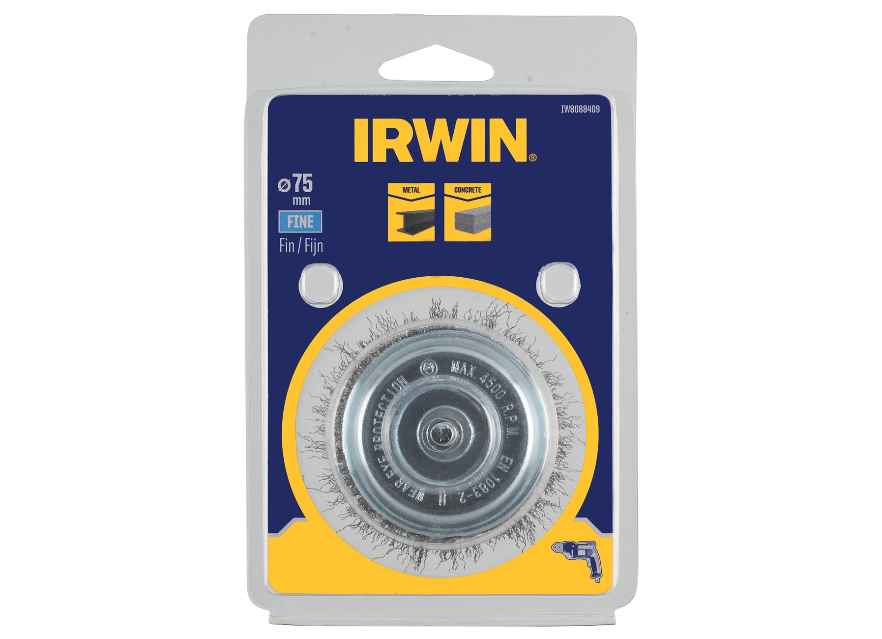 IRWIN KOMSTAALDRAADBORSTEL (BOORMACHINE) VOOR METAAL - FIJN, Ø 75MM