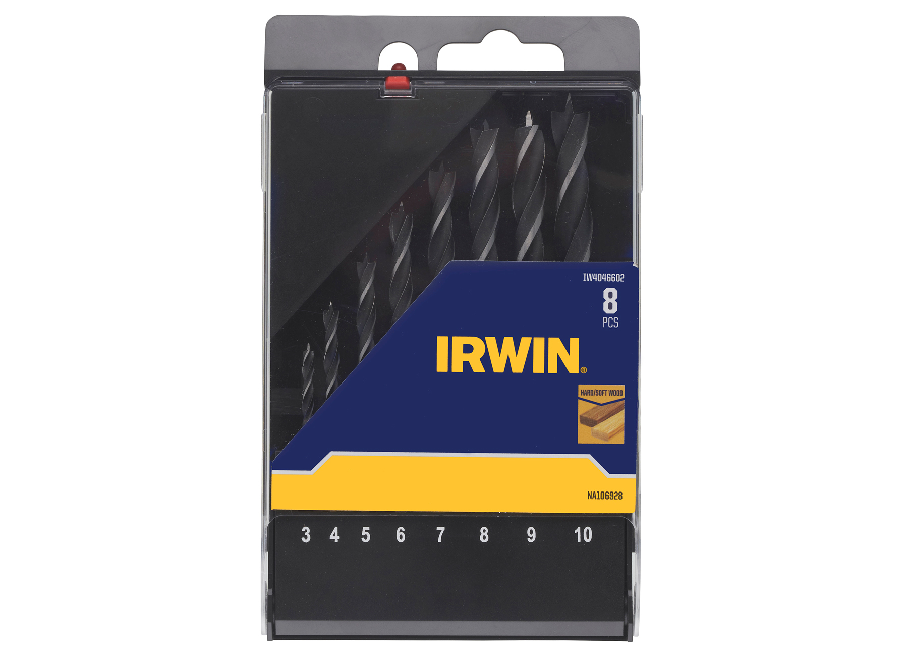 IRWIN SET MECHE A BOIS TROIS POINTES BRADPOINT 8PCS, 3-10MM
