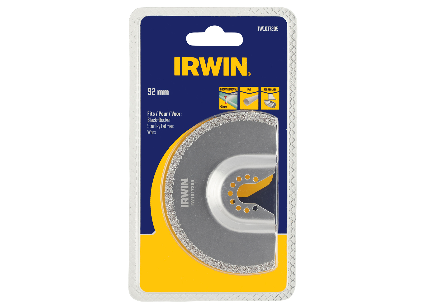 IRWIN LAME DE SCIE SEGMENTEE POUR MULTITOOLS OSCILLANTS B+D, POUR LE DEFONCAGE ET AUTRES APPLICATIONS, LARGEUR 92MM, EPAISSEUR 2MM
