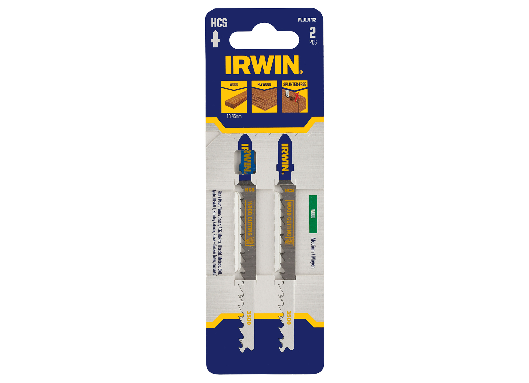 IRWIN PRO PERFORMANCE LAME DE SCIES SAUTEUSES BOIS ET MULTIPLEX DE 10MM JUSQU'A 45MM, DENTURE MEDIUM, EMMANCHEMENT T