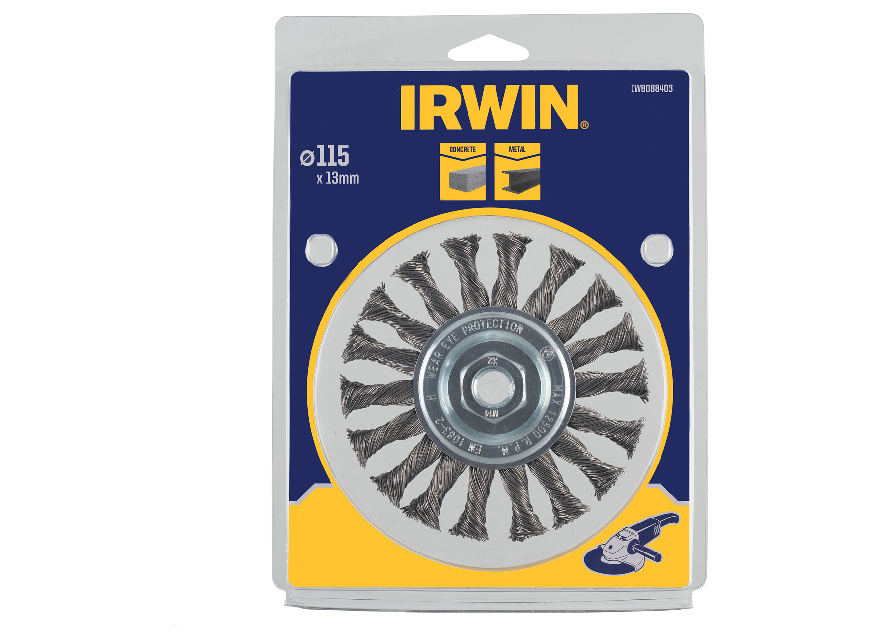 IRWIN BROSSE METALLIQUE (MEULEUSE D'ANGLE) POUR METAL, Ø 115MM