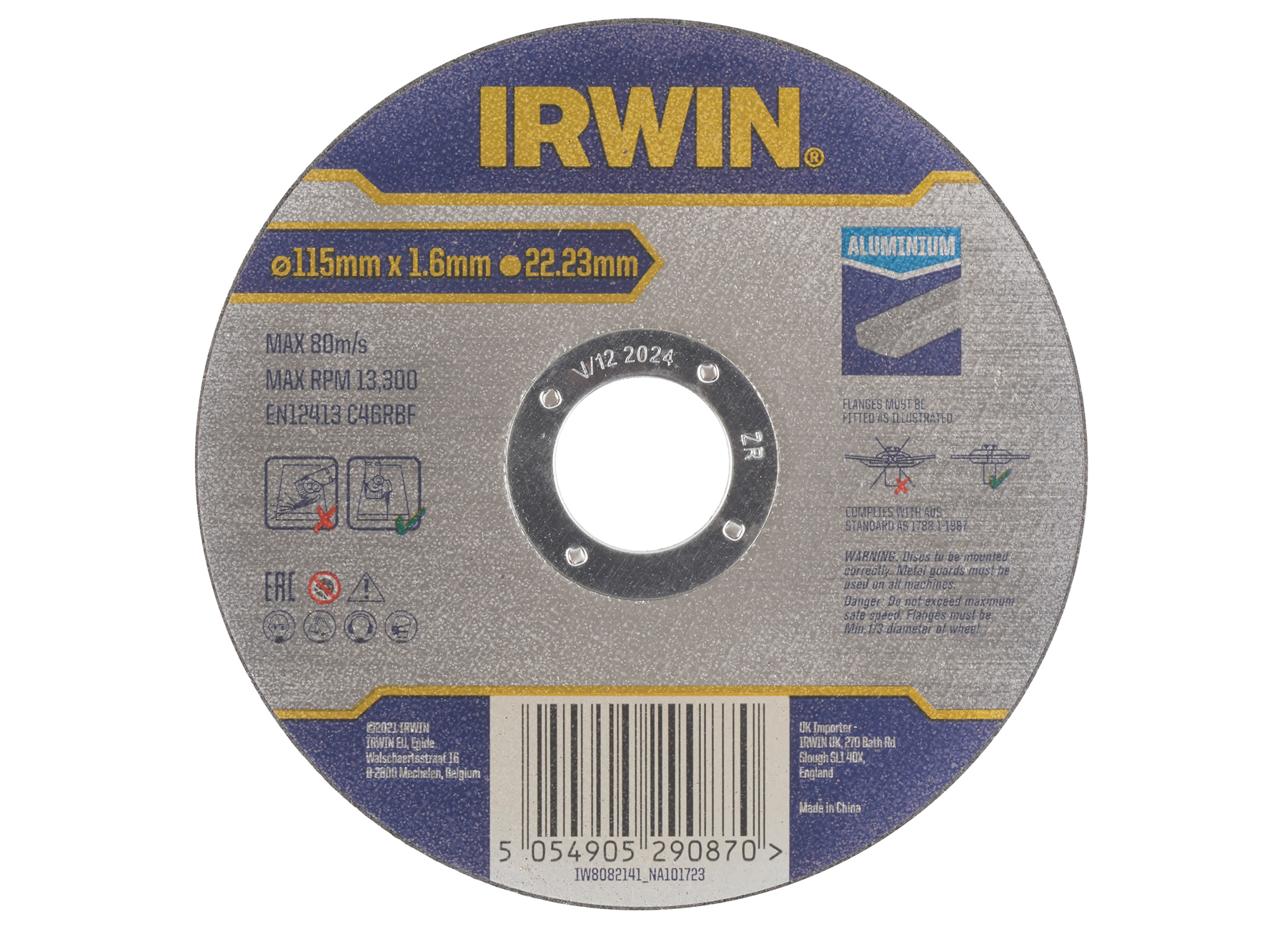 IRWIN  PRO PERFORMANCE DISQUE A TRONCONNER EN ALUMINIUM, PLATE- 115MM X 1.6MM