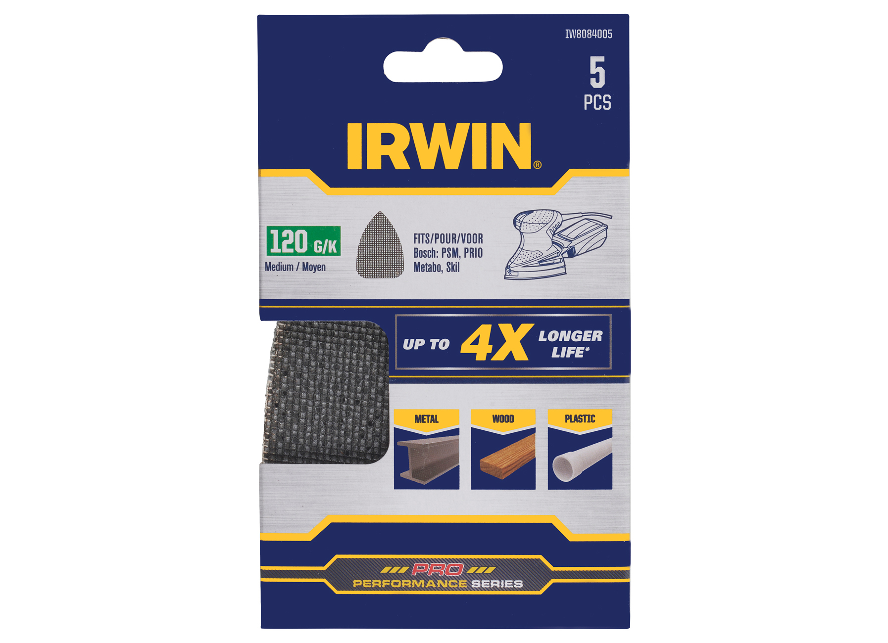 IRWIN ABRASIFS SYNTHETIQUE MULTI BOSCH (PSM80A, PSM160A), SKIL, LUX ET METABO, K120