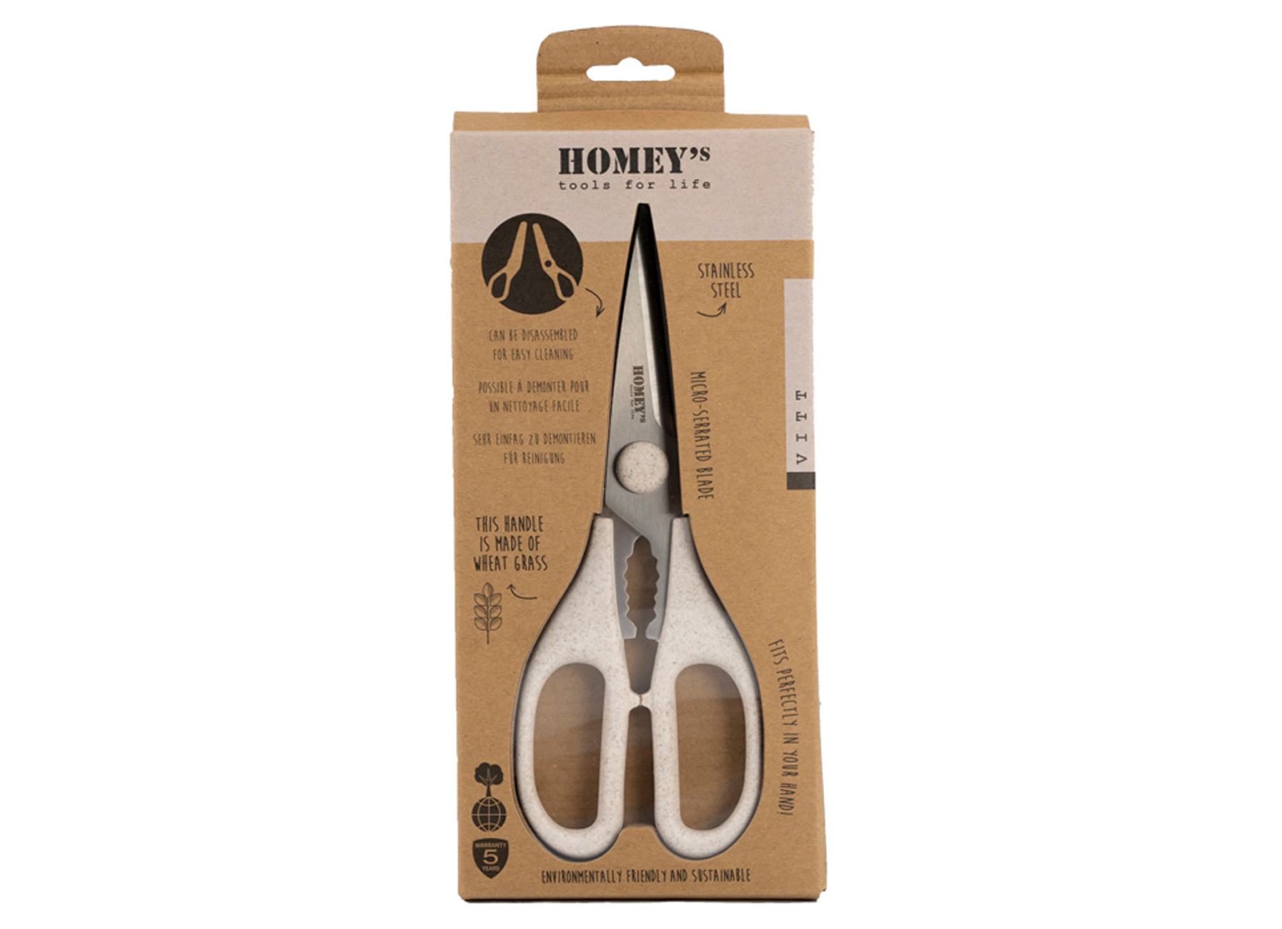 HOMEY'S CISEAUX DE CUISINE VITT INOX/HERBE DE BLE 21CM