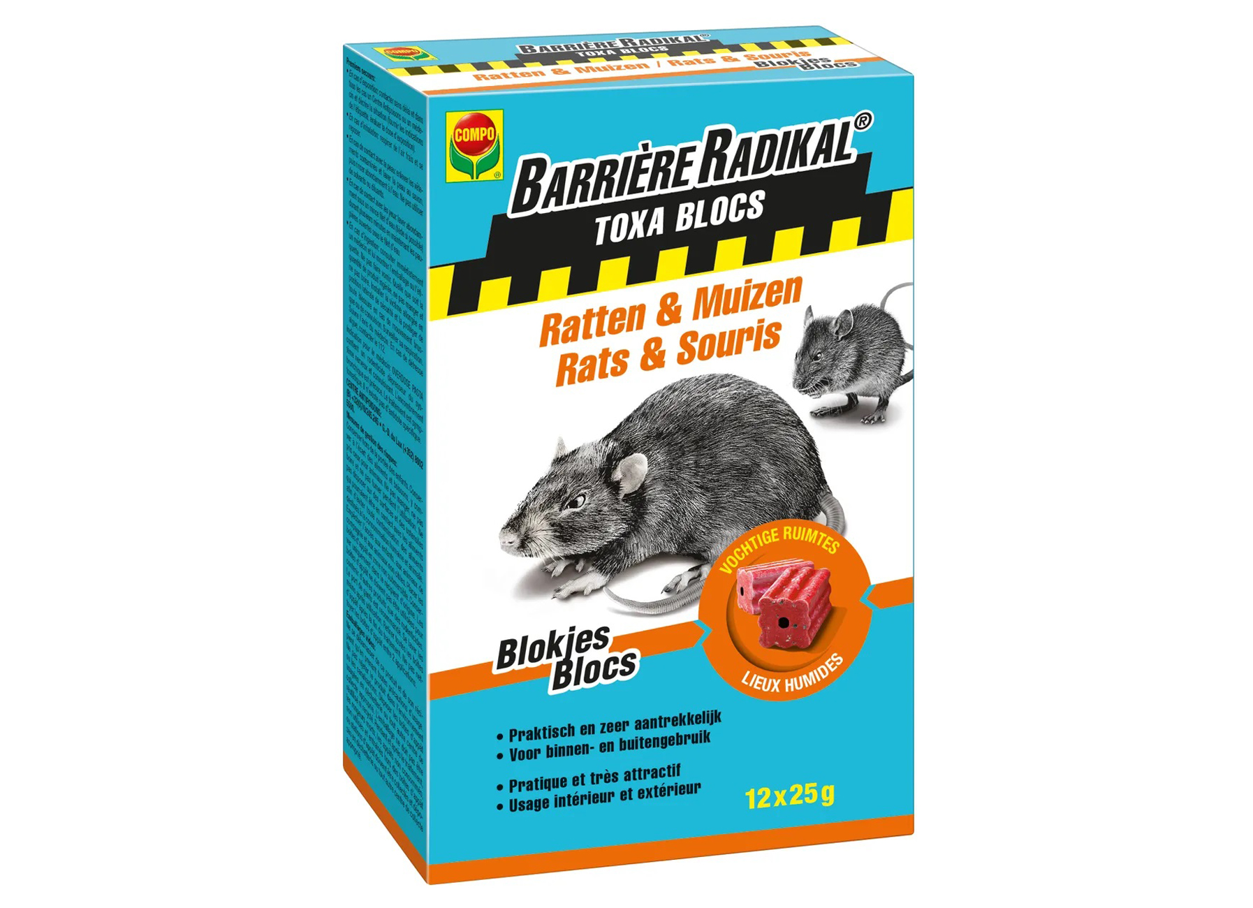 COMPO BARRIERE RADIKAL TOXA BLOCS RATS & SOURIS (12X25G)