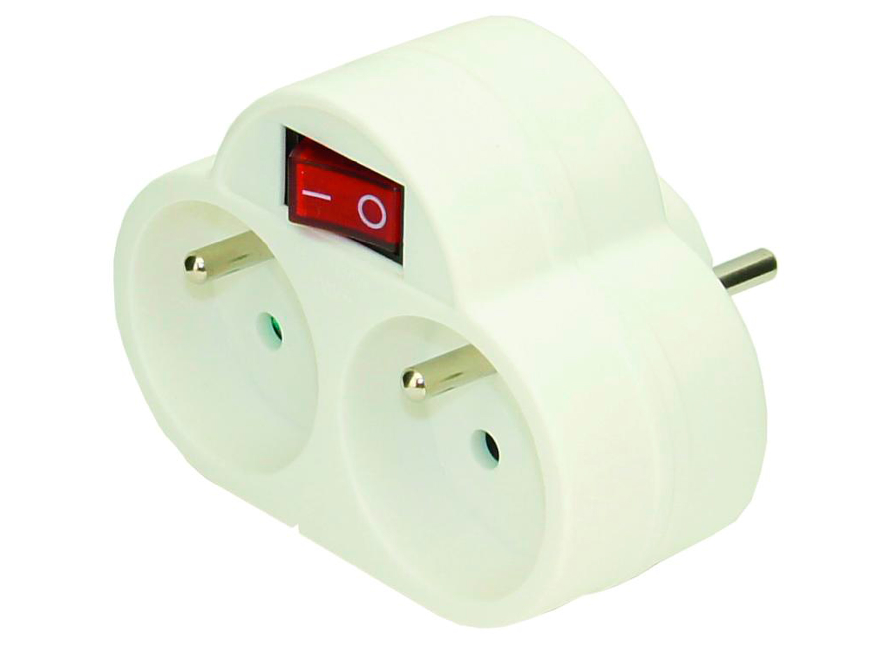 DOMINO 2X16A AVEC INTERRUPTEUR BLANC