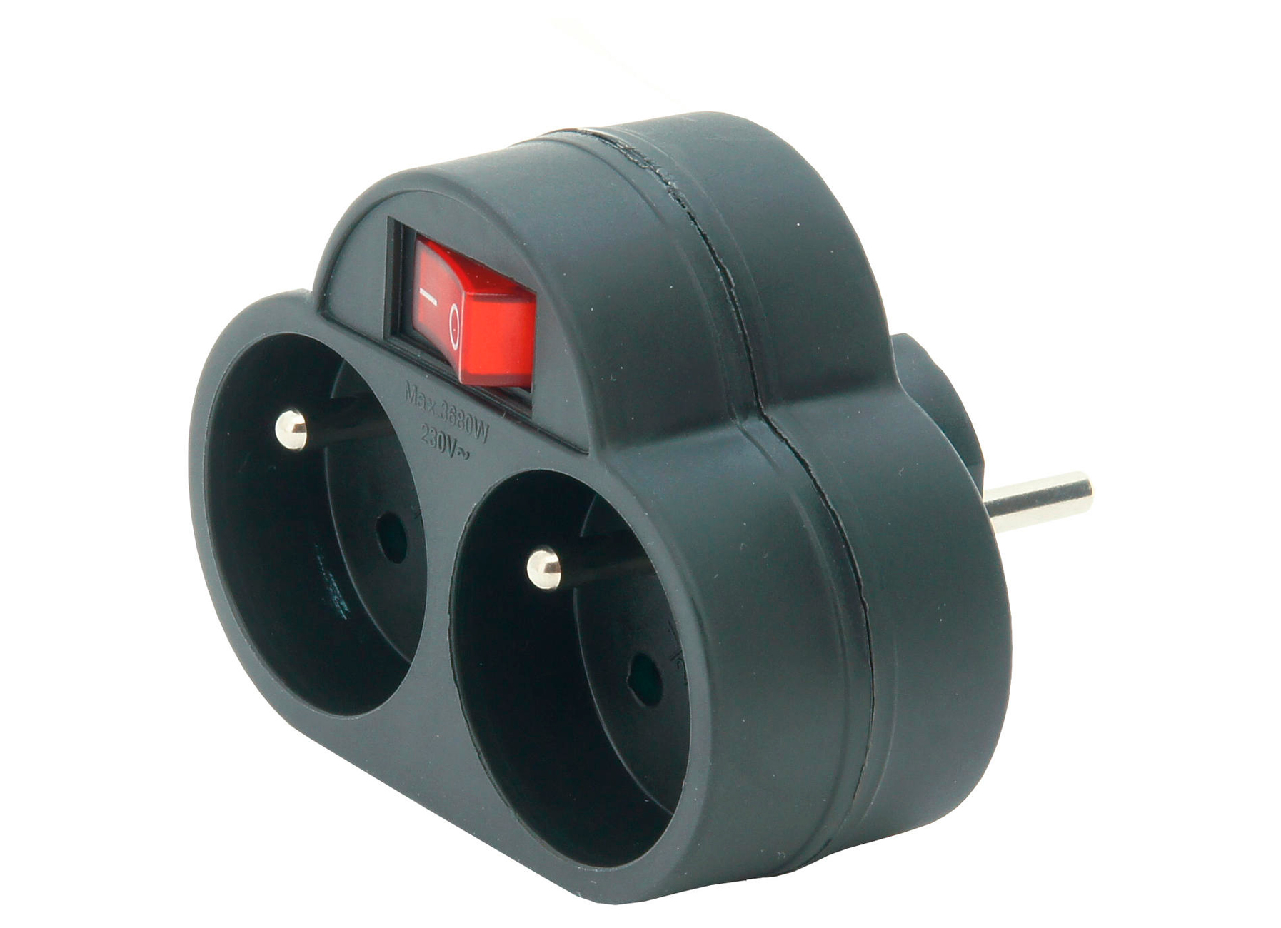 DOMINO 2X16A AVEC INTERRUPTEUR NOIR