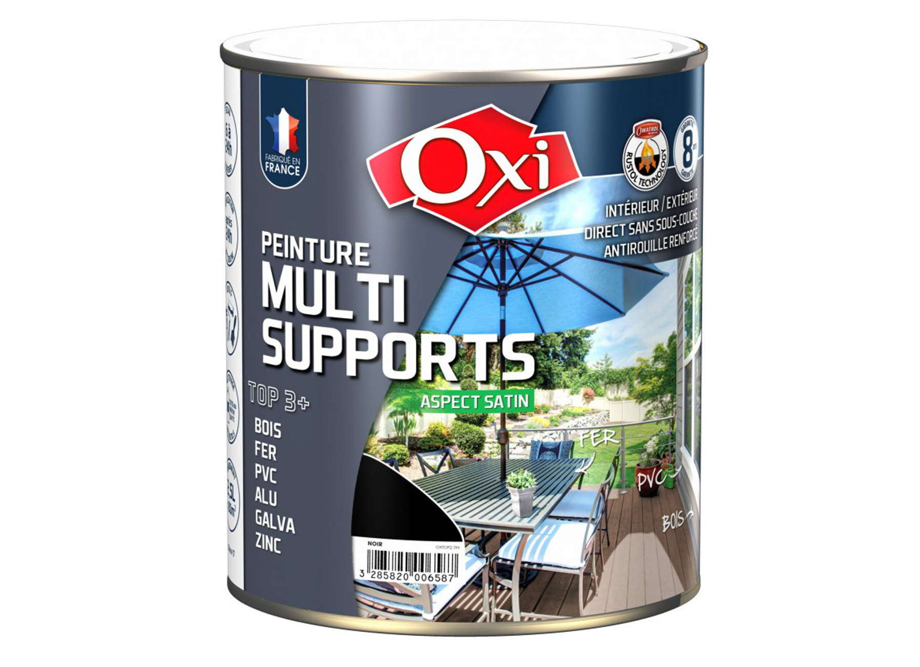 OXI PEINTURE MULTI SUPPORTS SATIN NOIR RAL 9005 (0.5L)