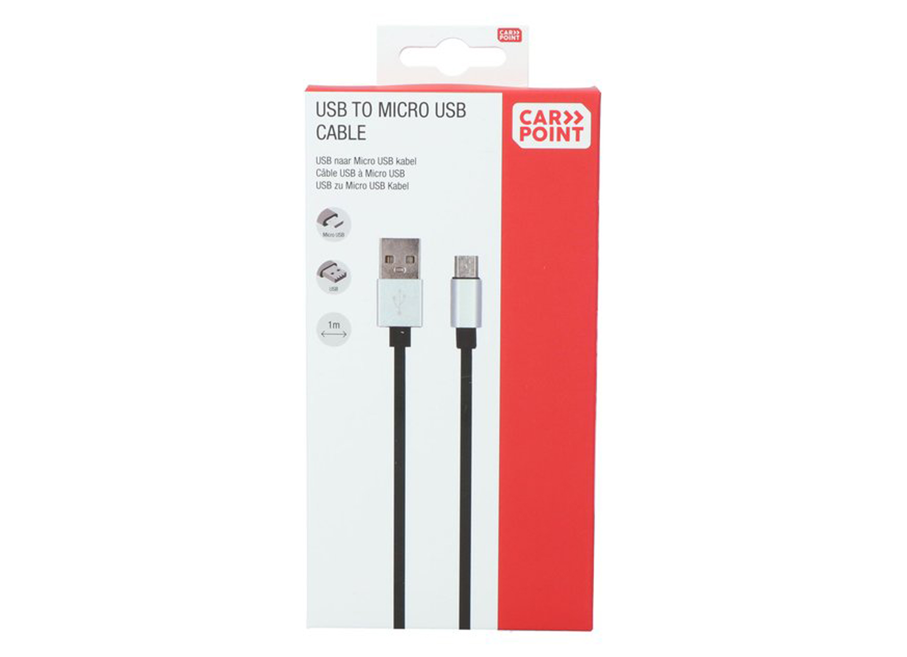 CARPOINT CABLE MICRO USB 1M NOIR