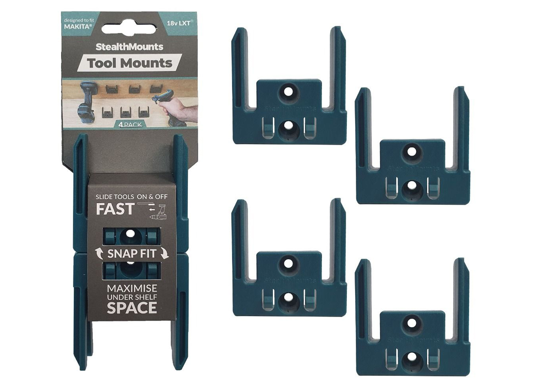 STEALTHMOUNTS SUPPORT OUTILS BATTERIE MAKITA LXT 18V BLEU (4 PACK)