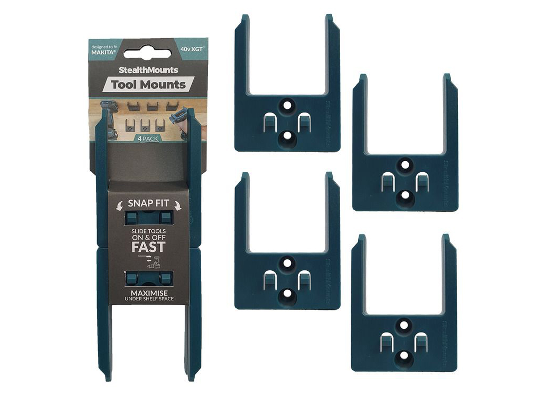 STEALTHMOUNTS SUPPORT OUTILS BATTERIE MAKITA XGT 40V BLEU (4 PACK)