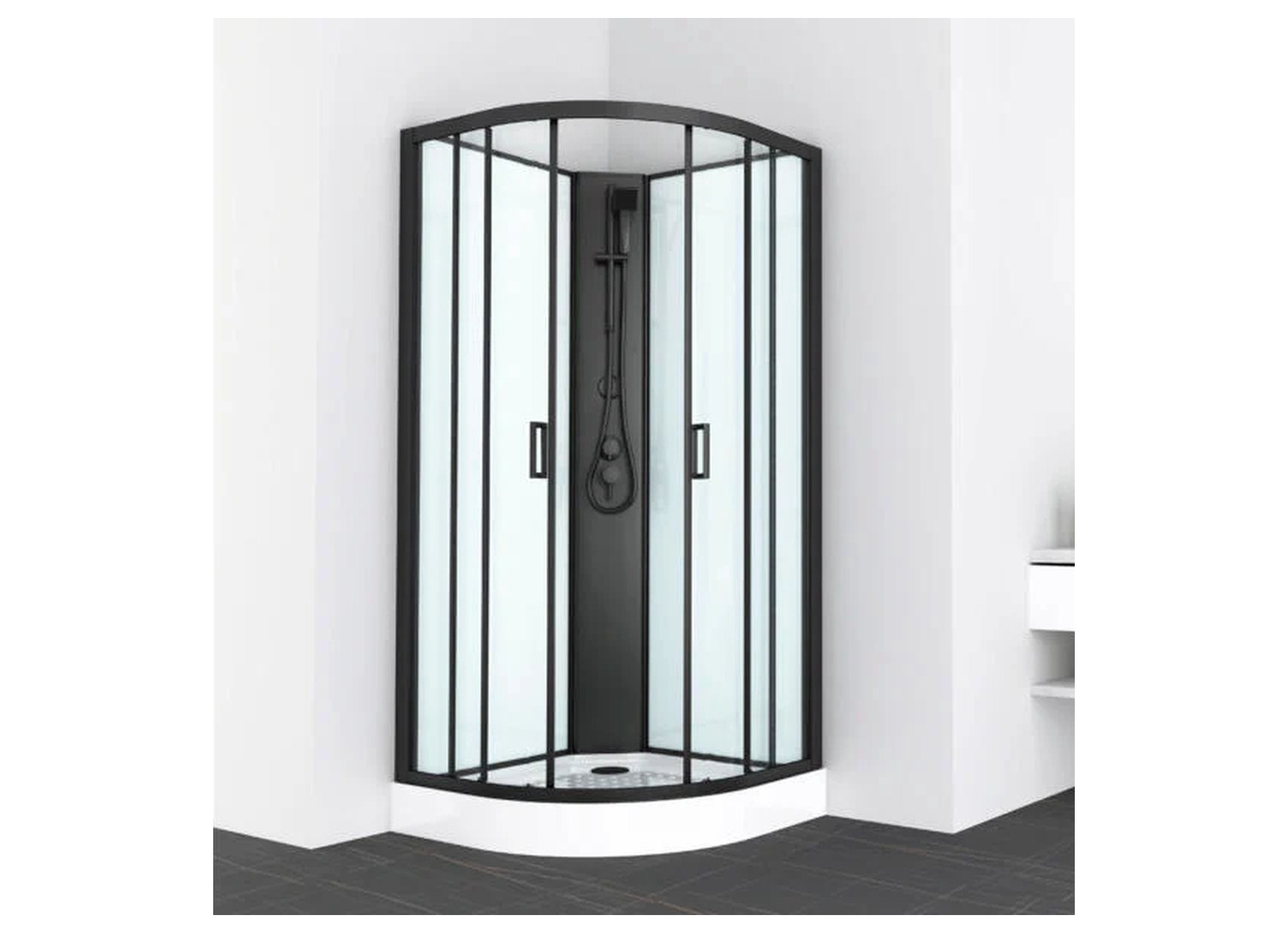 ALLIBERT DOUCHECABINE NERO KWARTROND 90X90X205CM