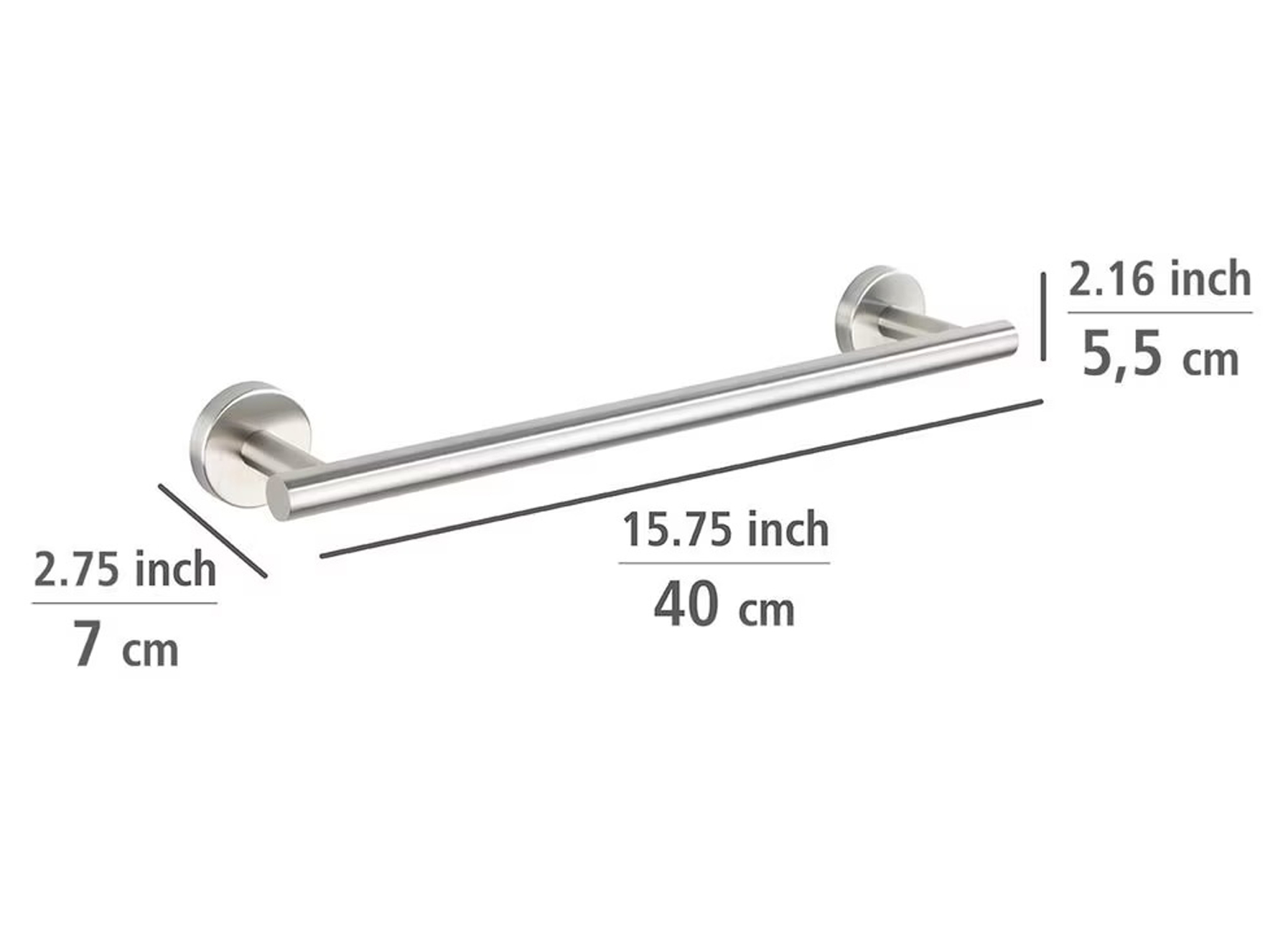 WENKO BOSIO HANDDOEKSTANG 40CM RVS MAT