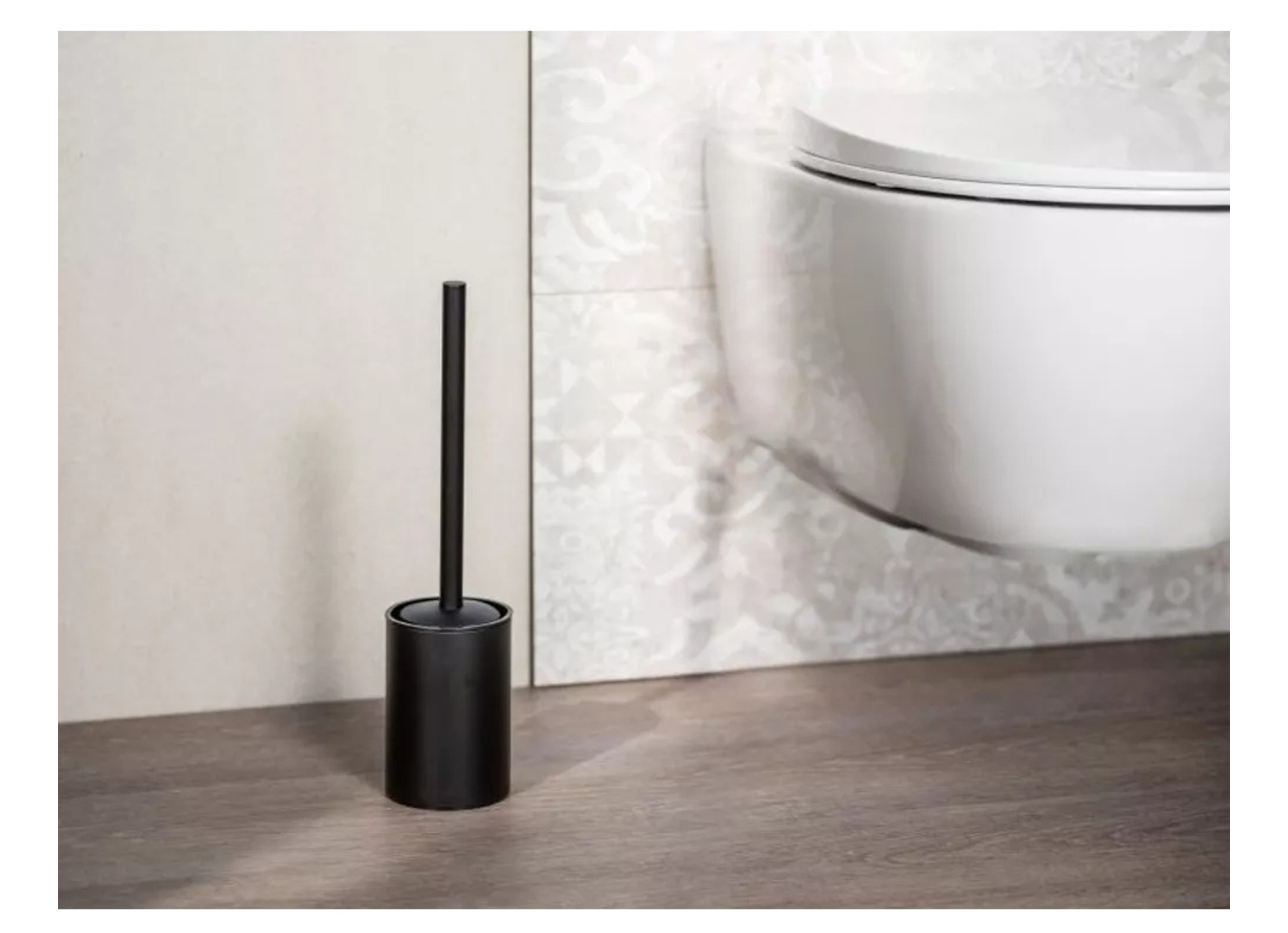 WENKO PORTE-BROSSE DE TOILETTE FERME PORTO BLACK INOX NOIR