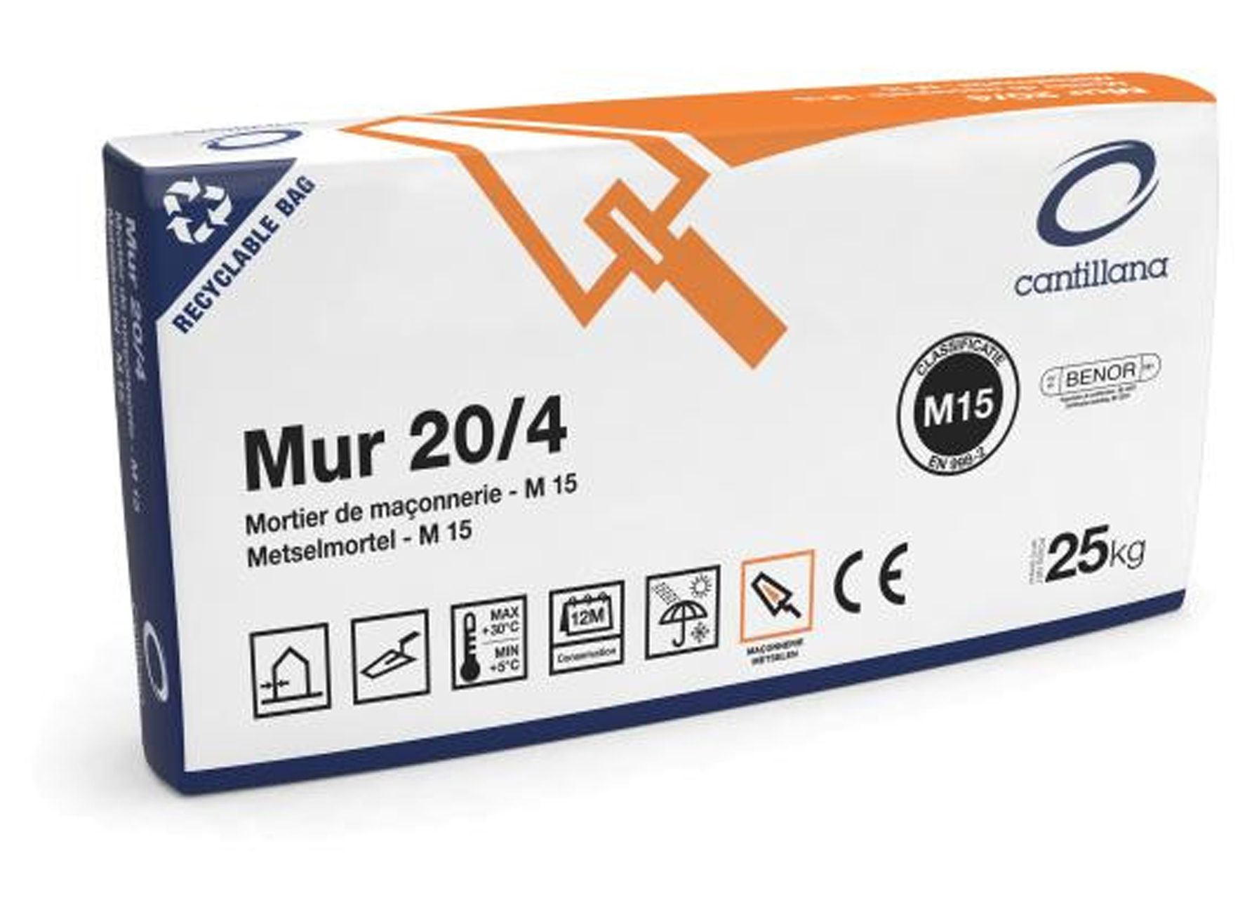 CANTILLANA MUR 20/4 MORTIER DE MACONNERIE 25KG