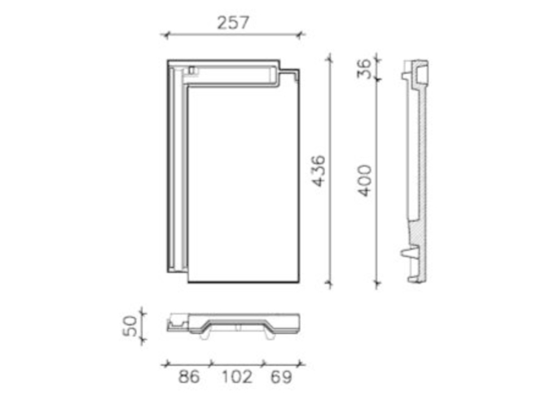 DOMINO TUILE CHATIERE GRIS ARDOISE ENGOBE