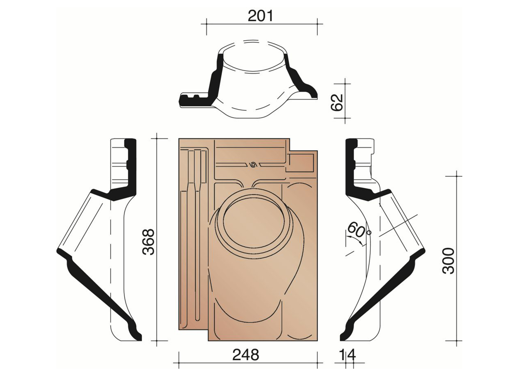 TUILE A DOUILLE Ø100 401 GRIS ARDOISE EMAILLE (EXCL MITRON)