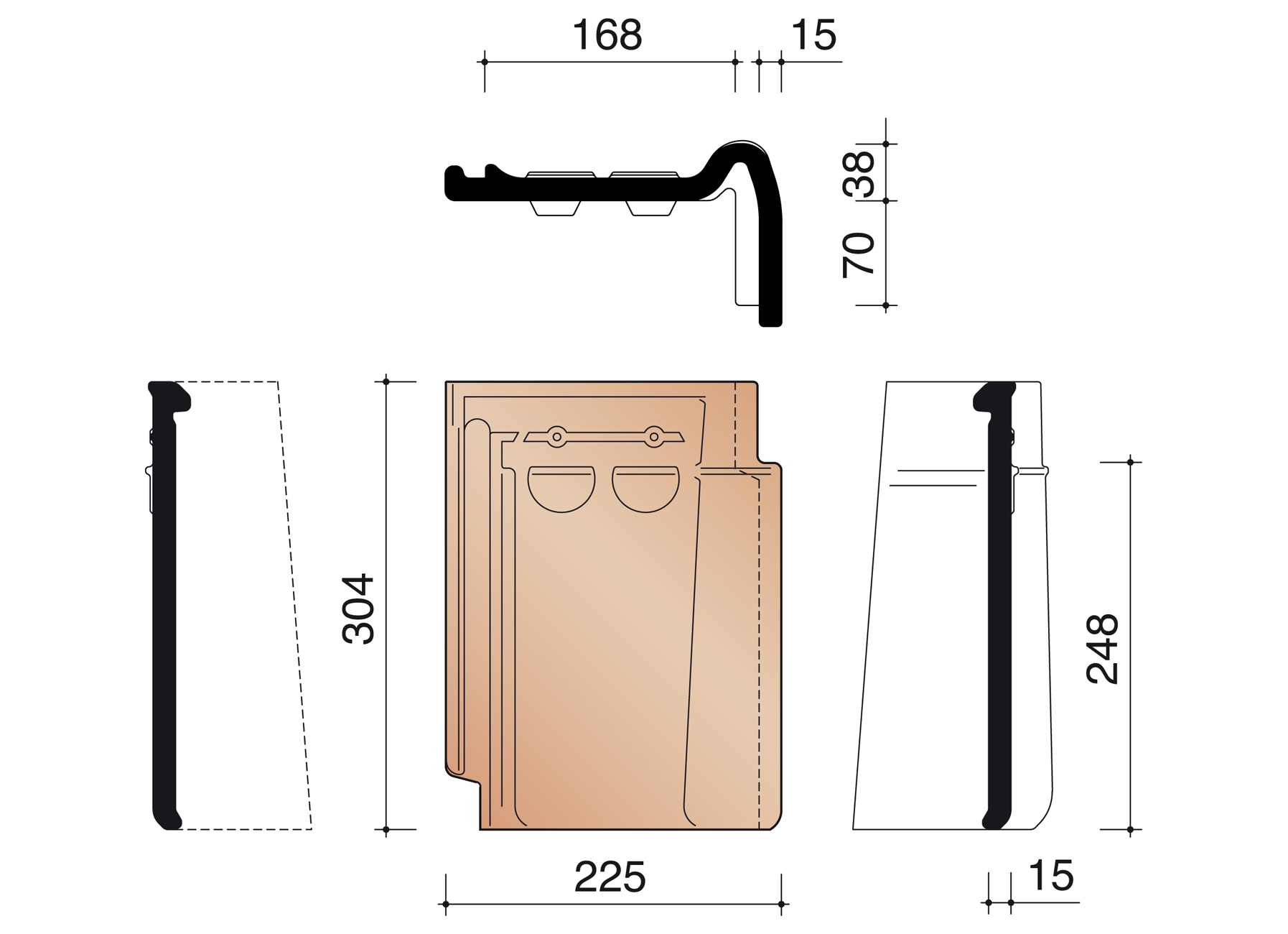 TUILE DE RIVE DROITE 44 VIEUX LATEM BLEU FUME