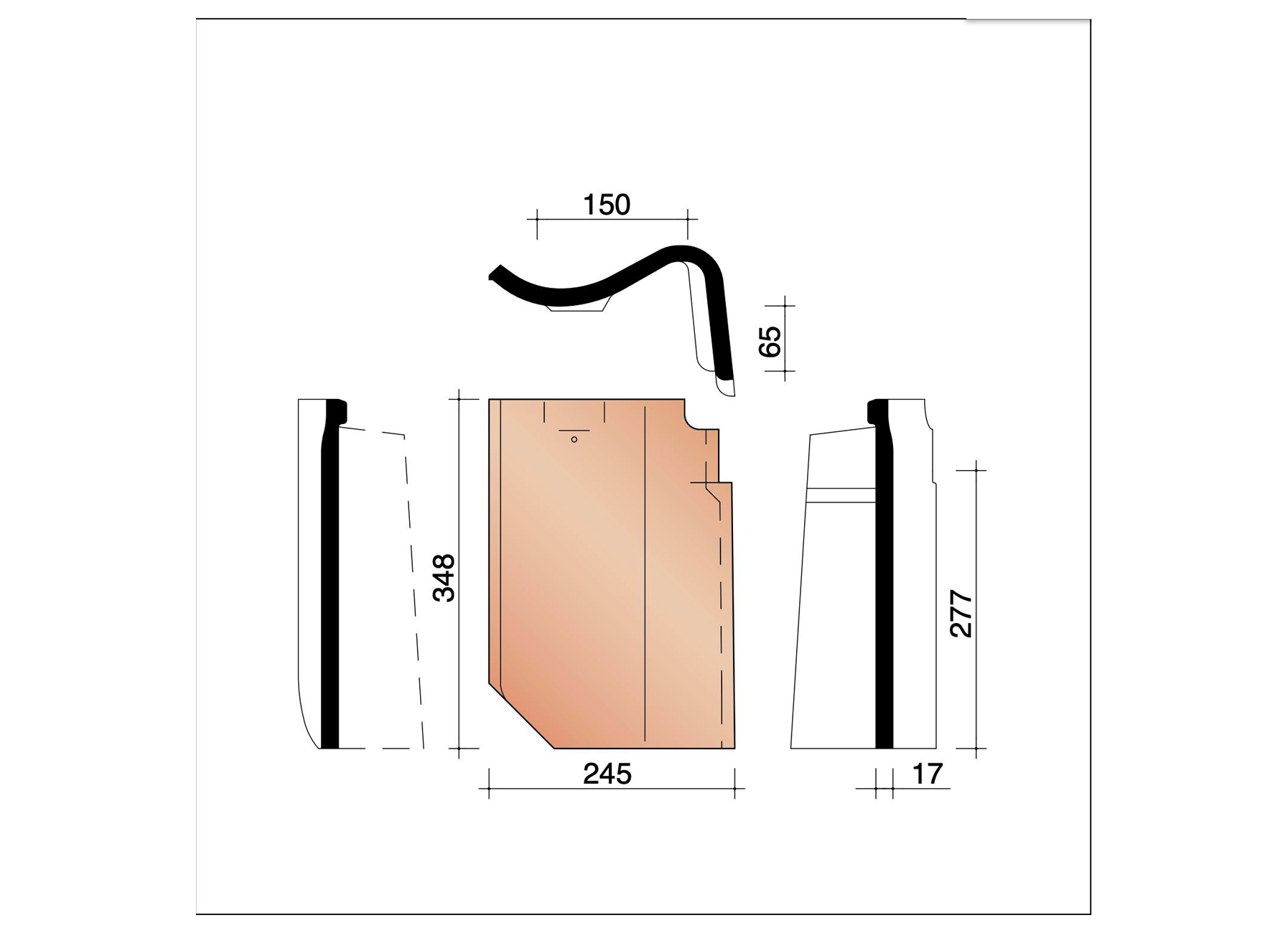 TUILE DE RIVE DROITE 451 BLEU FUME