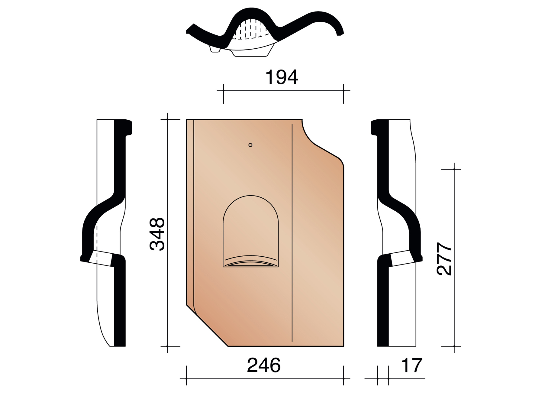 VENTILATIEPAN + ROOSTER KUNSTSTOF 451 RUSTIEK