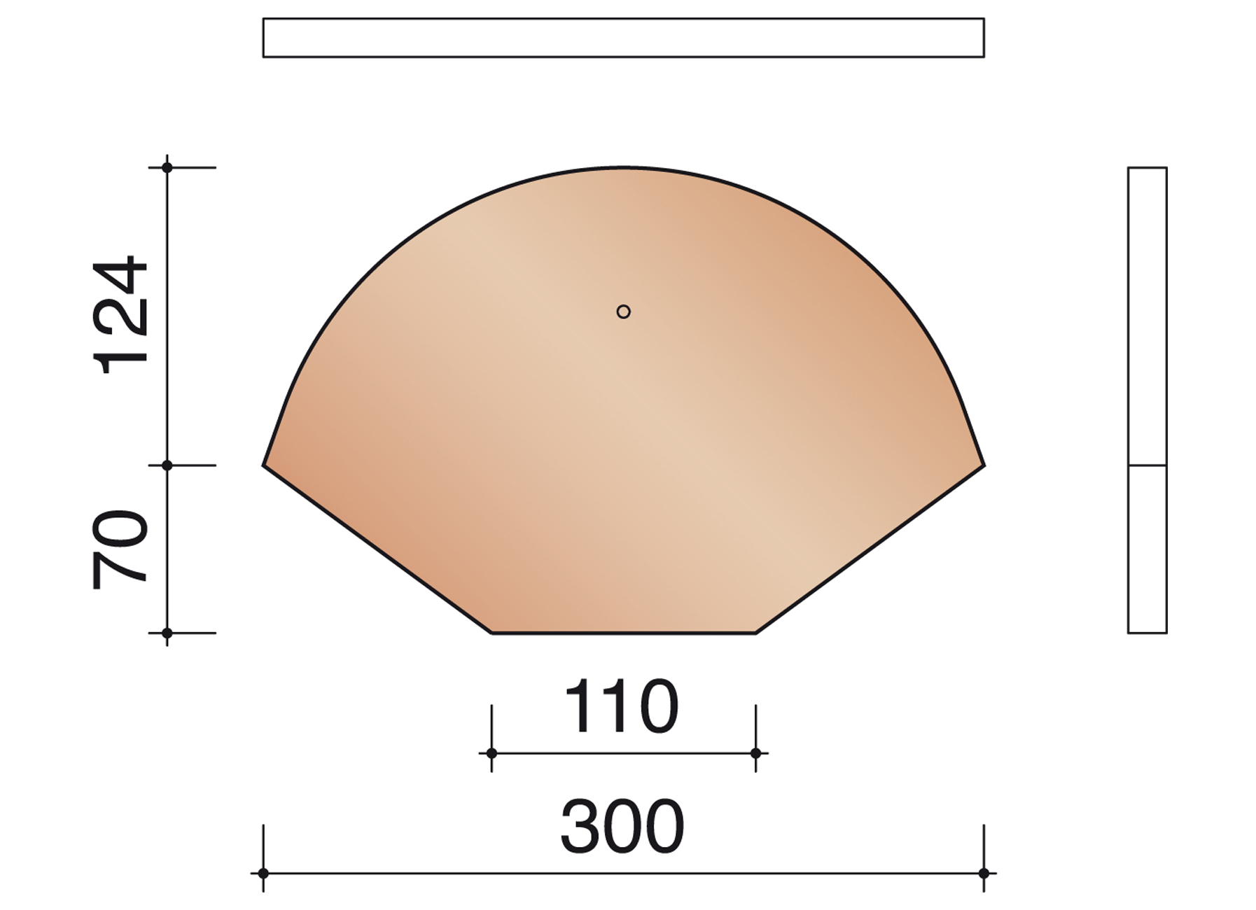 FRONTON 255MM VIEILLI ROUGE