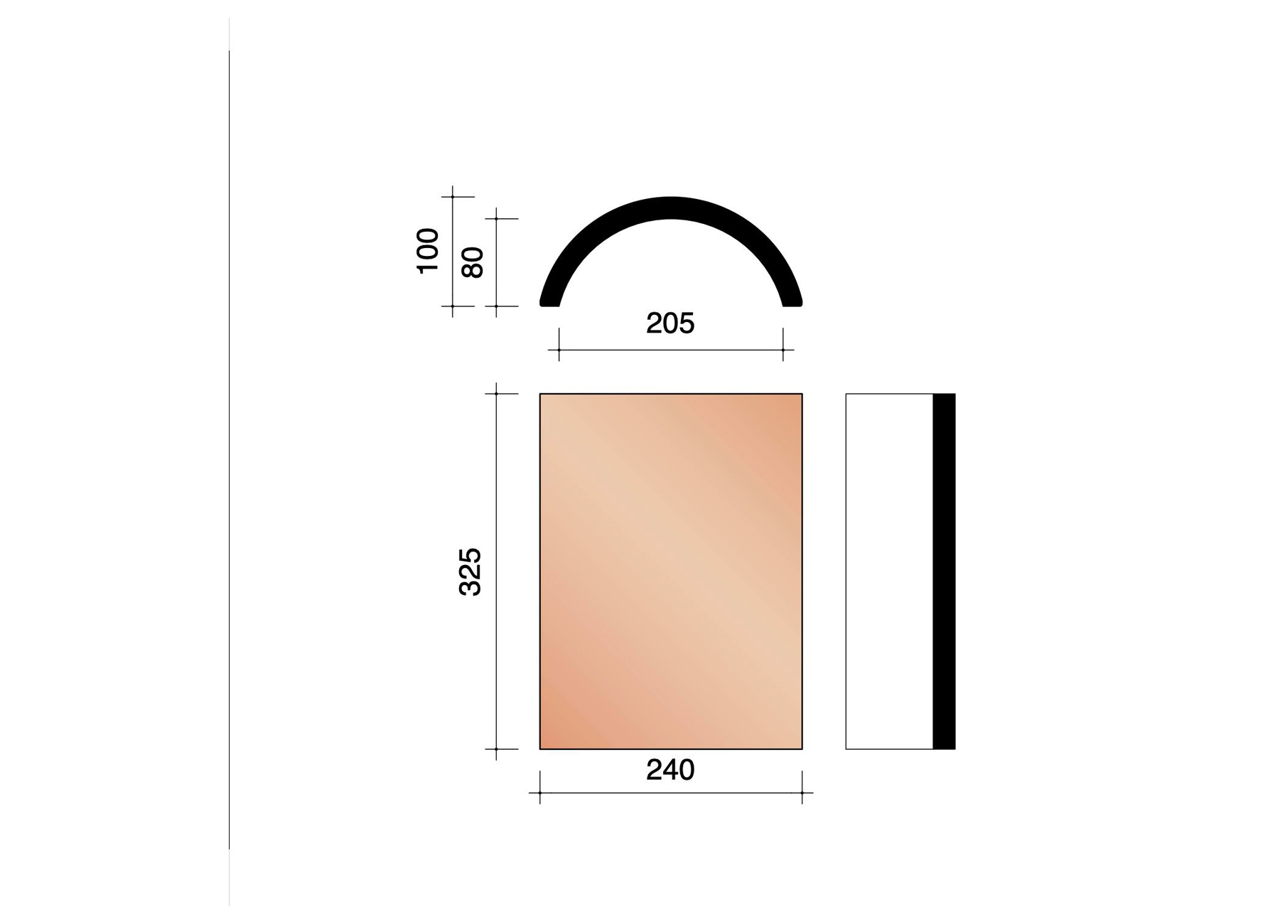 ARETIER DEMI-ROND 451 210MM VIEILLI ROUGE