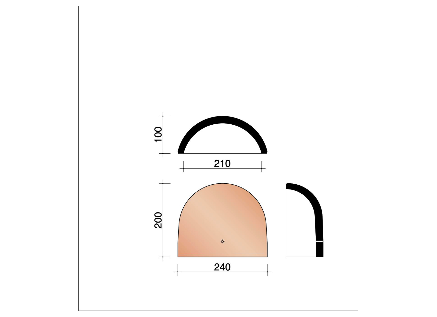 ABOUT D'ARETIER DEMI-ROND 451 210MM VIEILLI BLEU FUME
