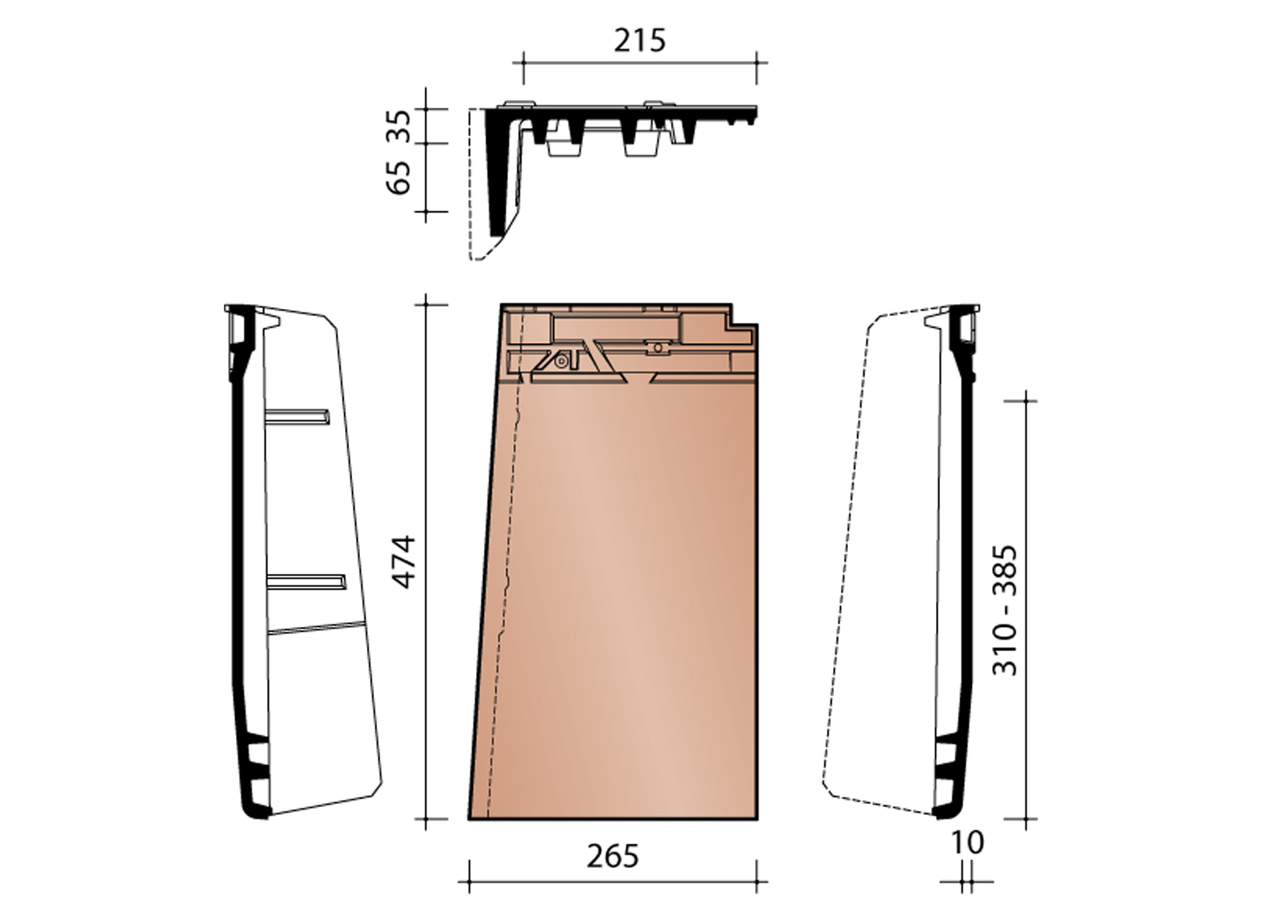 ACTUA LANGENZENN LINKERGEVELPAN ZWART MAT