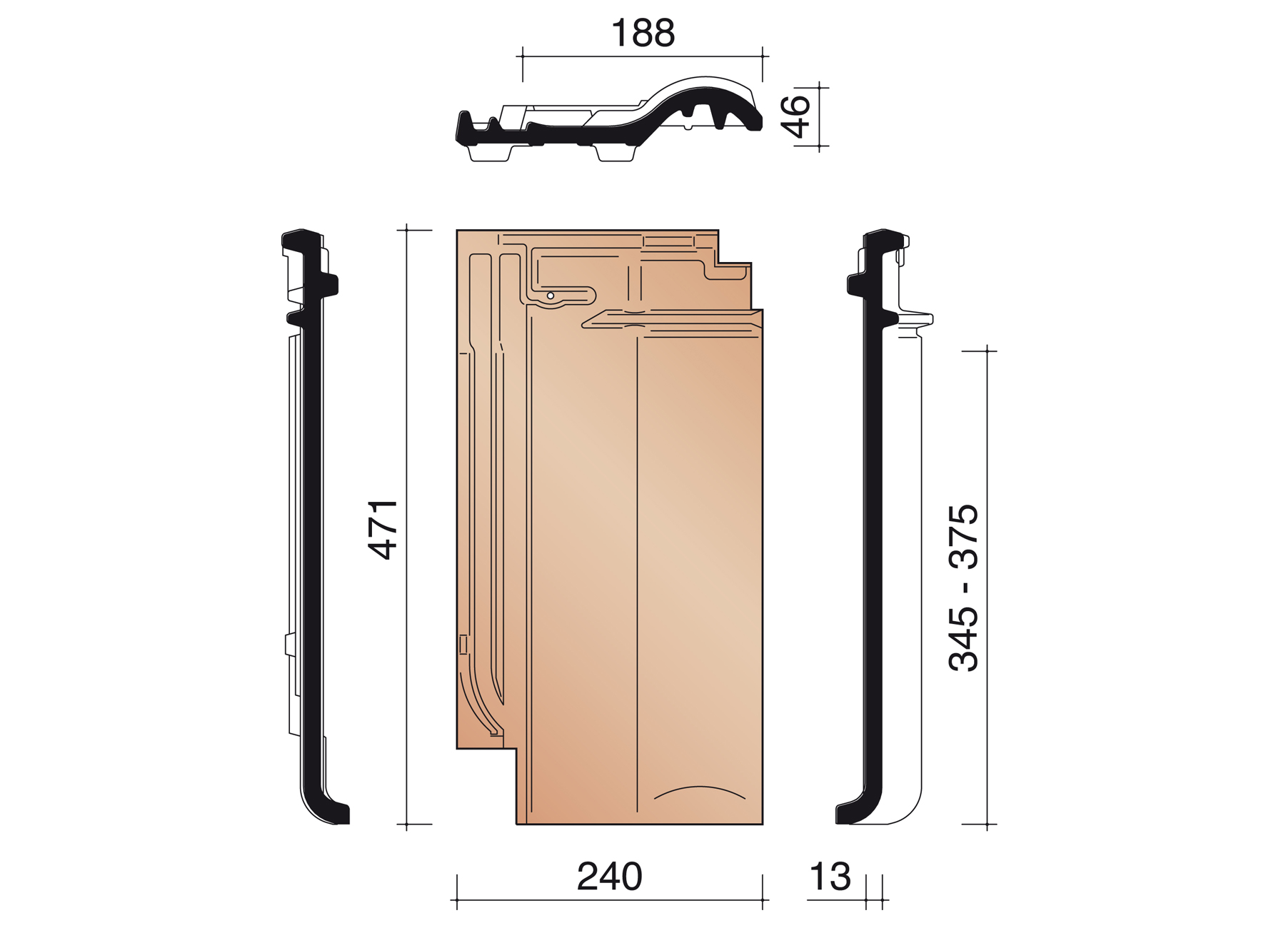 ALEGRA 10 SE DRIEKWARTPAN KOPER