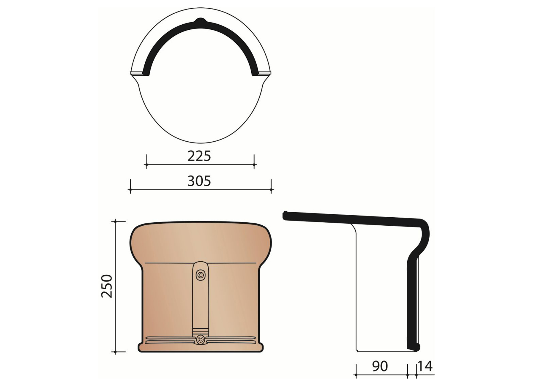 FAITIERE DEMI-RONDE VARIO + FRONTON 1215 BLEU FUME
