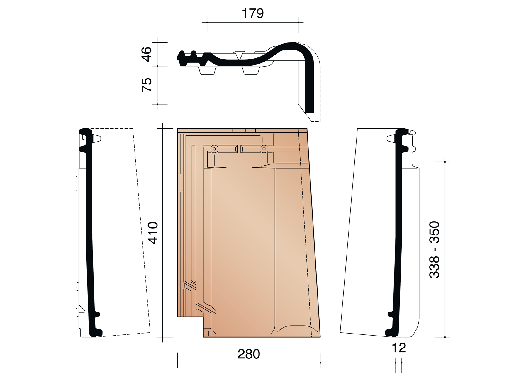 PANNE TUILE DE RIVE DROITE HAVANA ENGOBE NOBLE