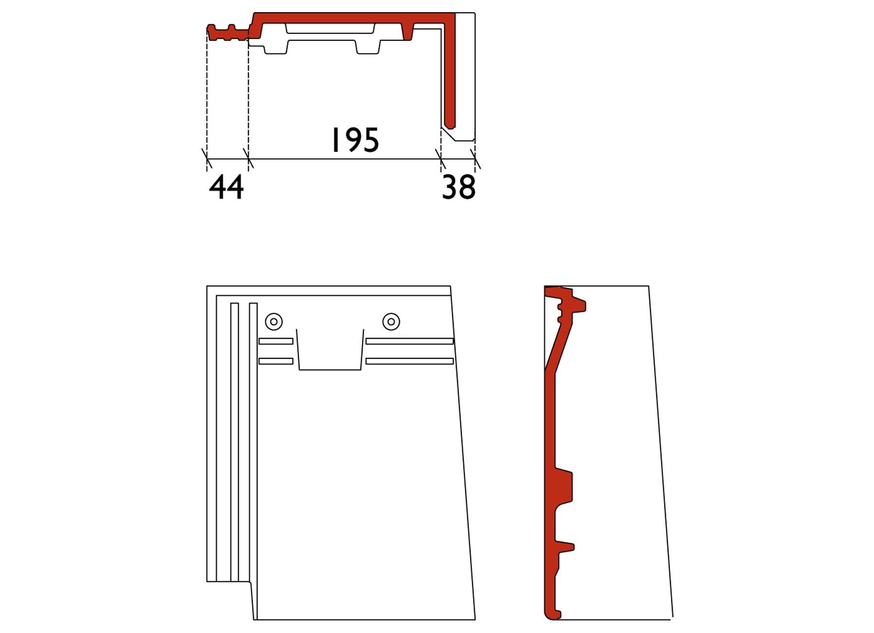 FONTENELLE TUILE DE RIVE DROITE DOUBLE NOIR