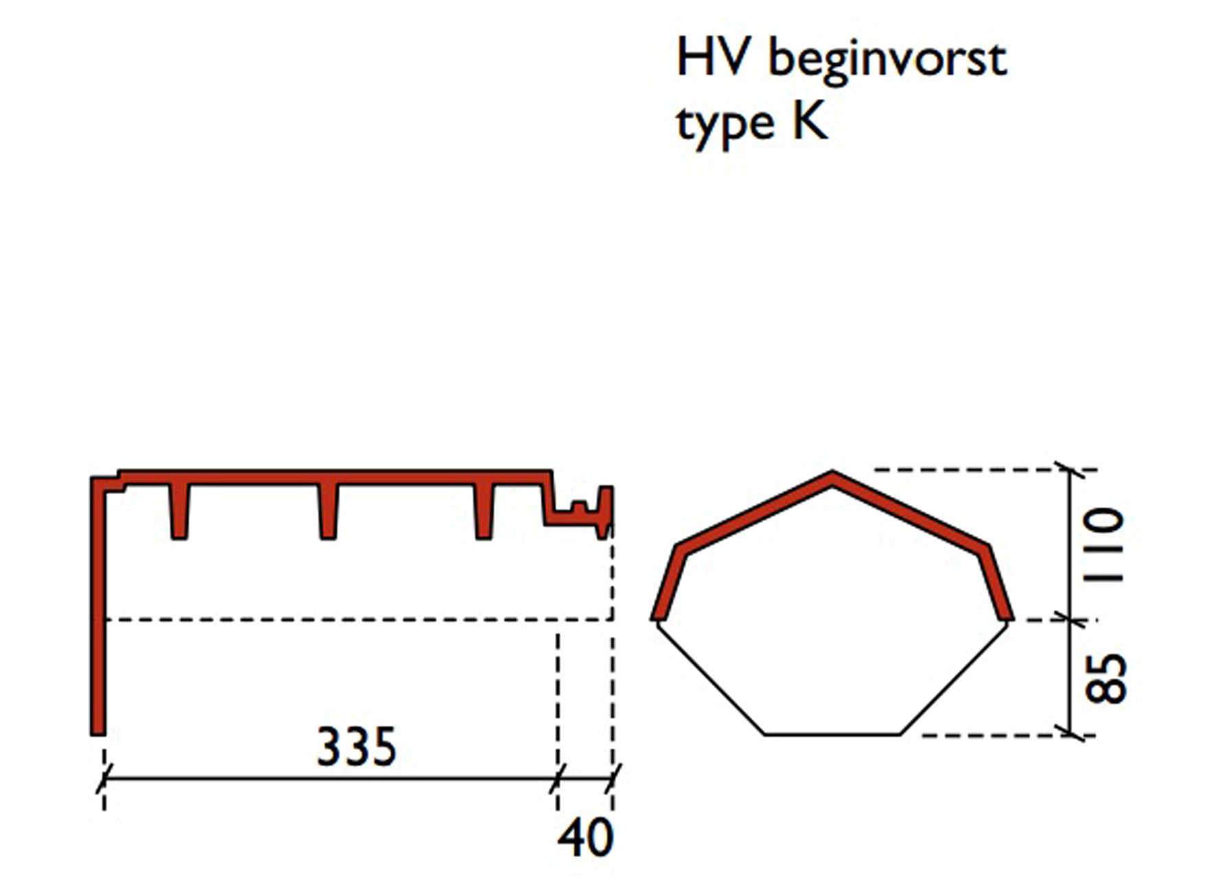 TUILE PLAT HOEKIGE BEGINVORST + KOPPLAAT DOUBLE BLACK