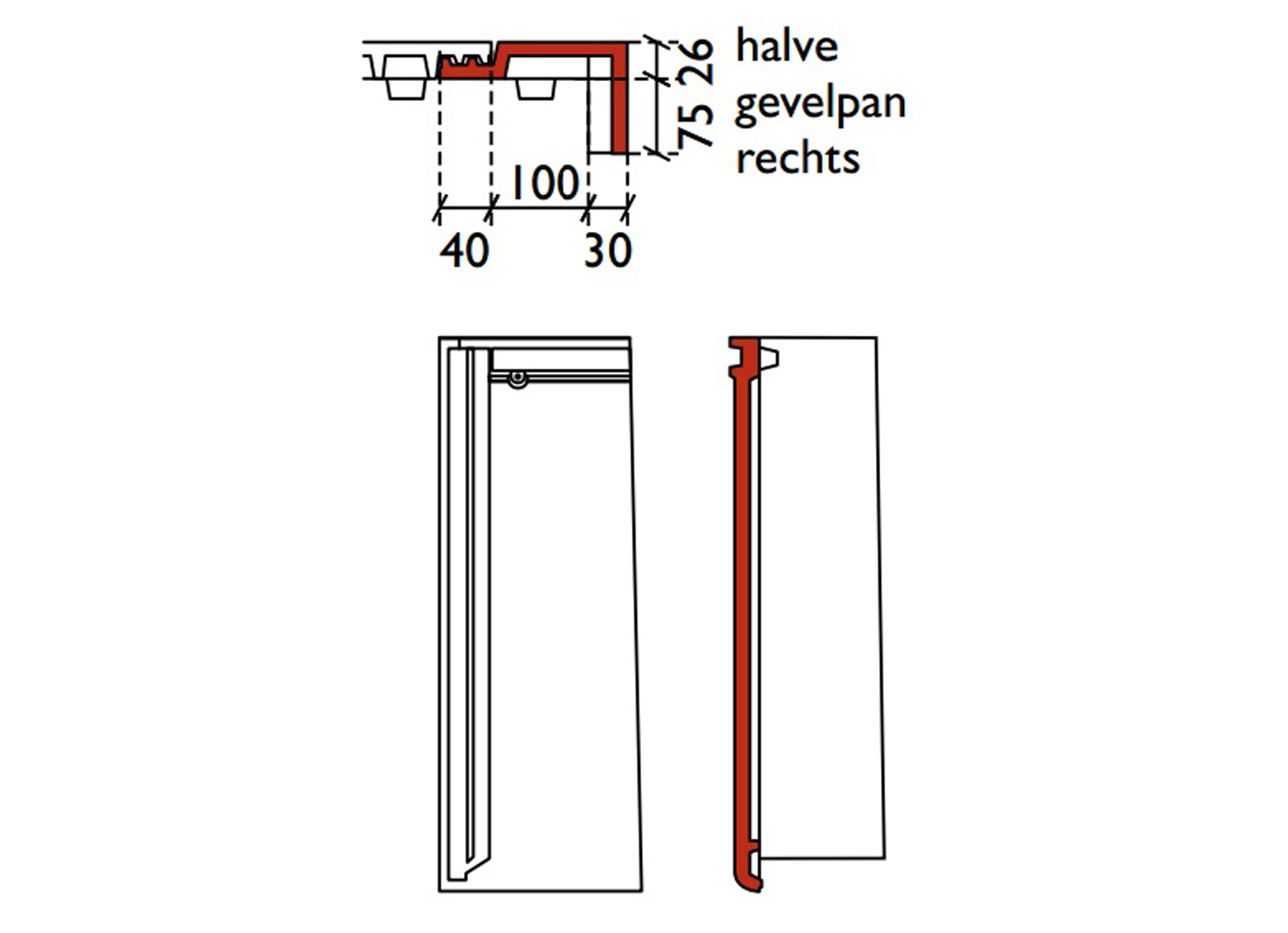 TUILE PLAT HALVE RECHTERGEVELPAN DOUBLE BLACK