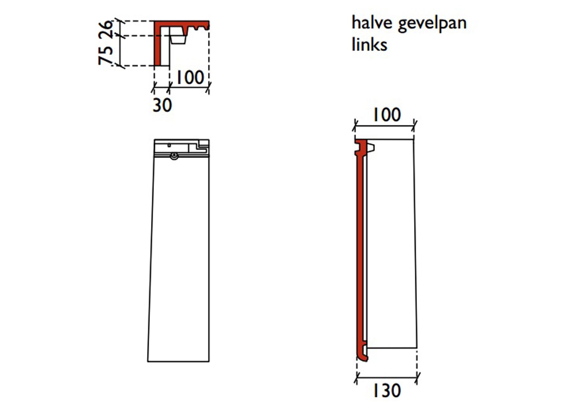 TUILE PLAT DEMI-TUILE DE RIVE GAUCHE DOUBLE NOIR