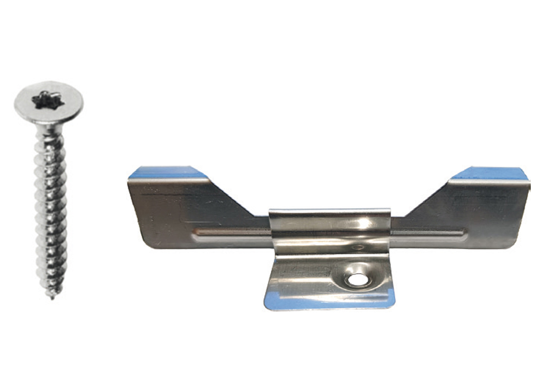 SCHUIFKLANG INOX 18/10 MONO VERDIEPT GAT 25MM 110MM + SCHROEF INOX 5X40 - 100 STUKS