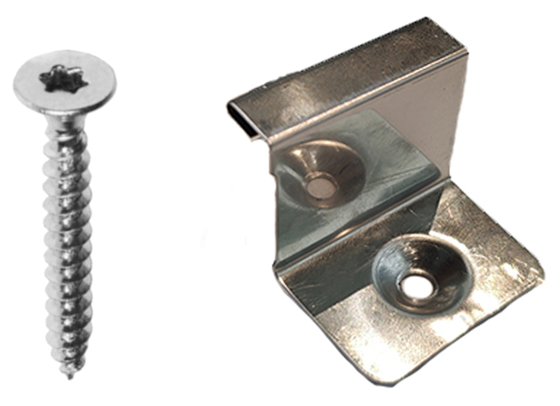 PATTE DE FIXATION FIXE INOX 18/10 MONO TROU CUVELE 25MM + VIS INOX 5X40 - 100 PCS