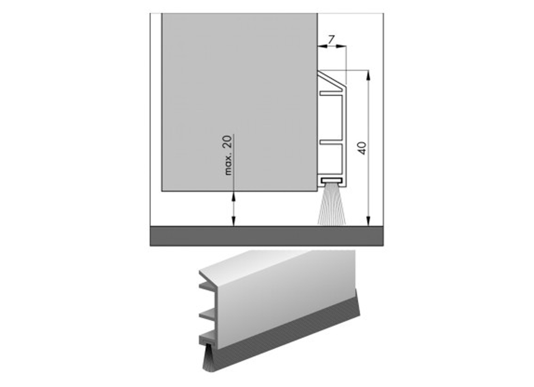 BAS DE PORTE PDS-B DECO AVEC VIS