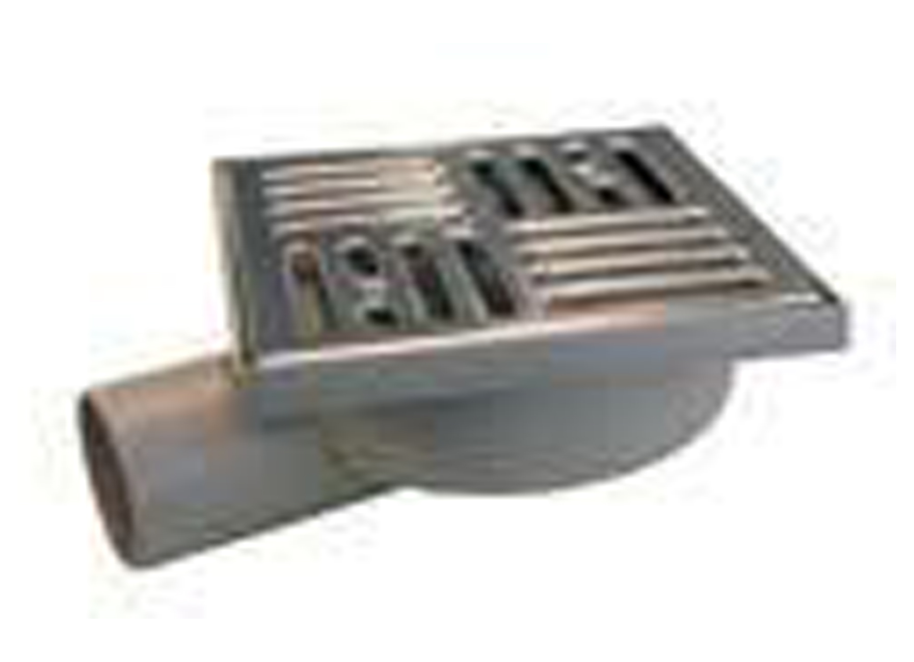 SIPHON DE COUR PVC AVEC COUVERCLE EN INOX SORTIE HORIZONTALE