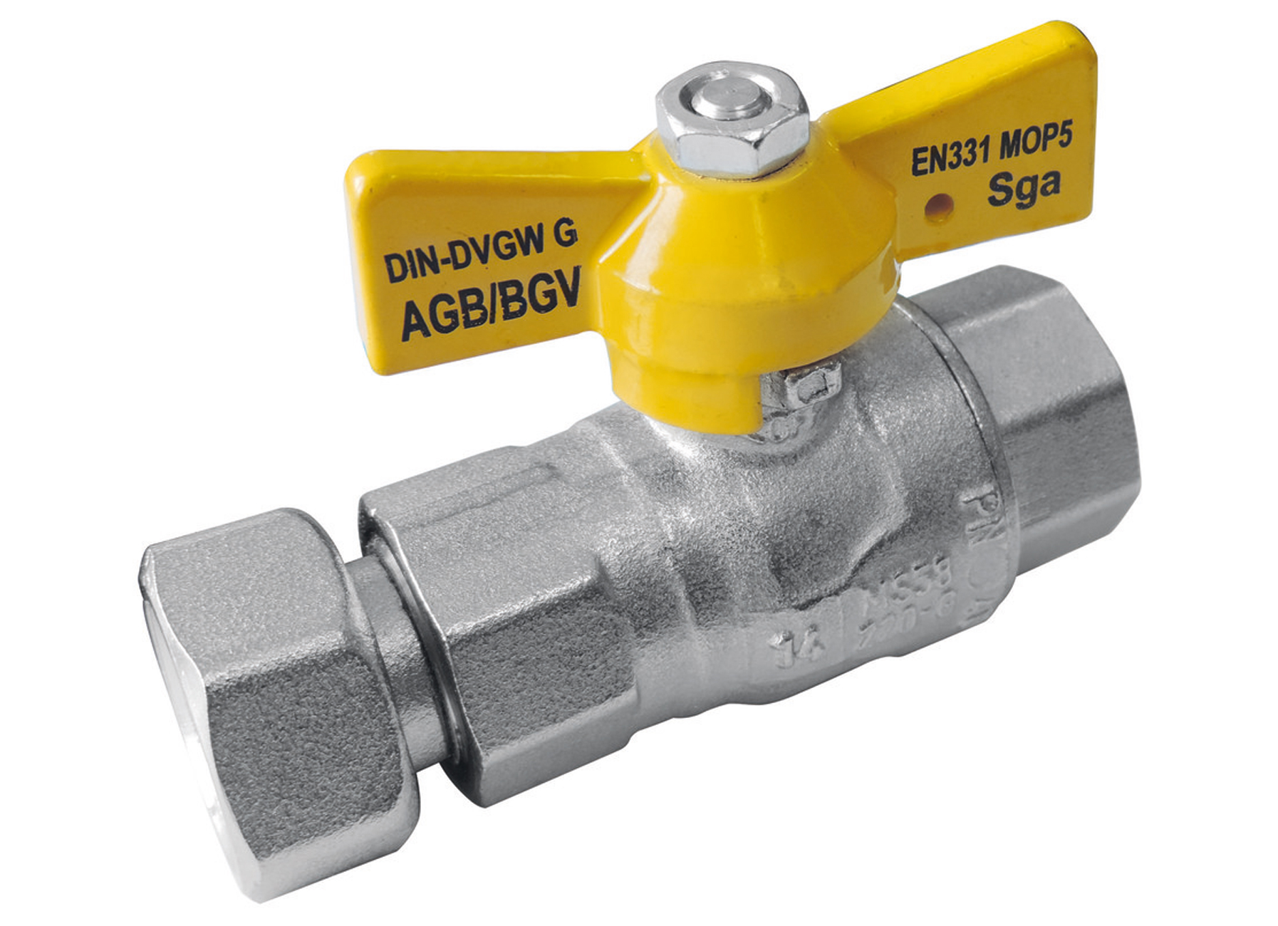 ROBINET DE GAZ A BILLE POUR GAZ NATUREL ET LPG FF AVEC ECROU