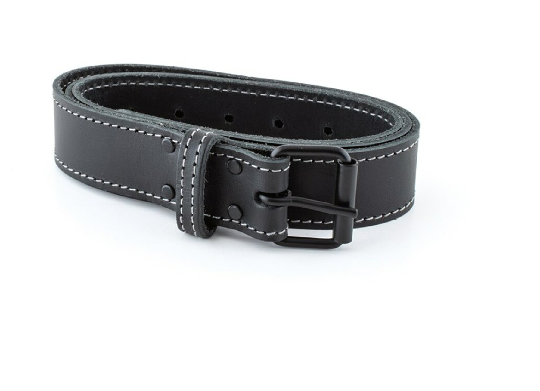 SOLID CEINTURE CUIR NOIR AVEC BOUCLE 130CM X 40MM